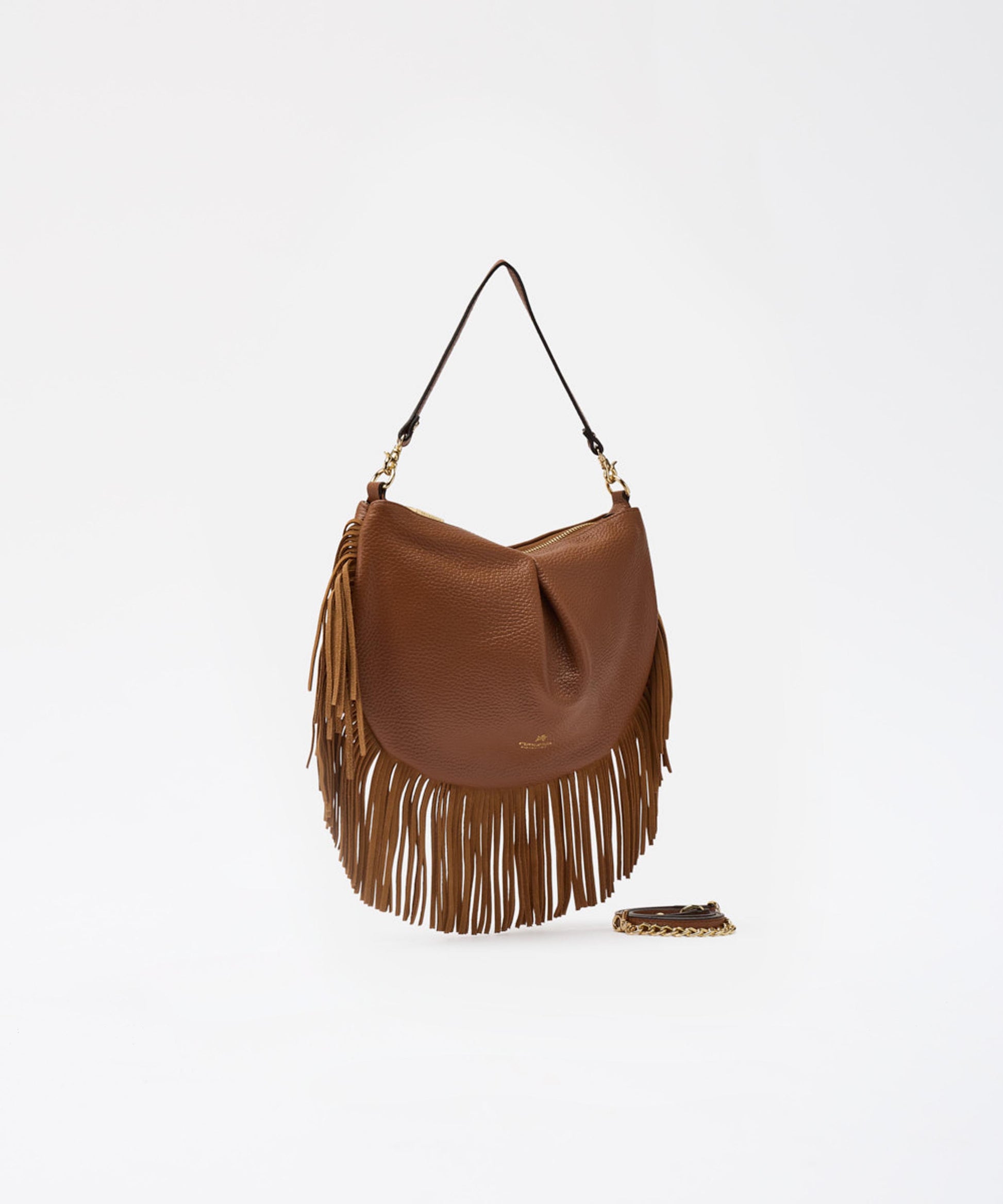 Borse CUOIERIA FIORENTINA  MINI POUCH CON FRANGE Caramello | CUOIERIA FIORENTINA