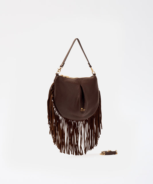 Borse CUOIERIA FIORENTINA  MINI POUCH CON FRANGE Cioccolato | CUOIERIA FIORENTINA