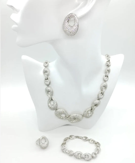 Set ENZO RUSSO Complete Crystal Cubic Zirconia Jewelry Set Argento | ENZO RUSSO
