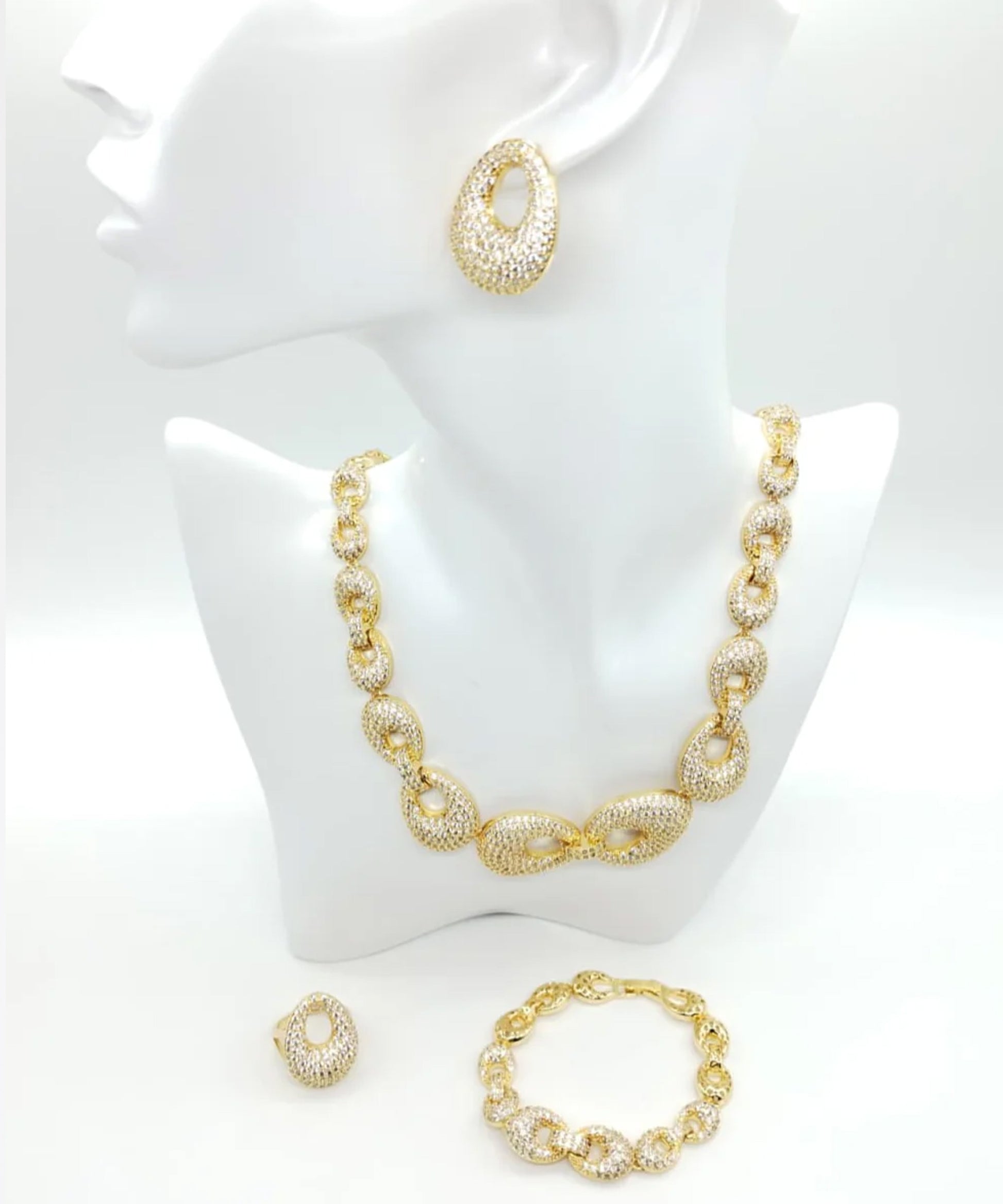 Set ENZO RUSSO Complete Crystal Cubic Zirconia Jewelry Set Oro | ENZO RUSSO