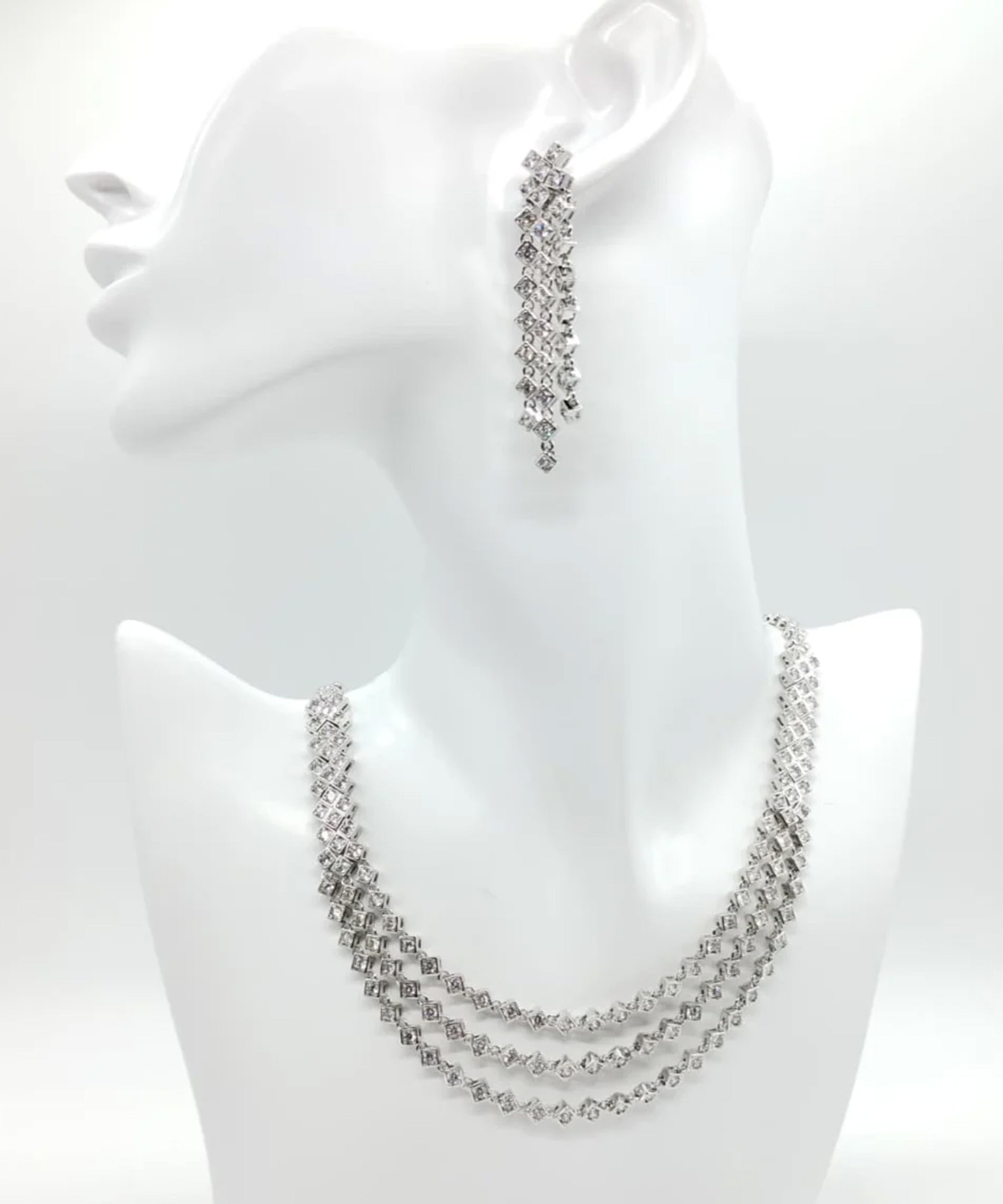 ENZO RUSSO Parure con Zirconi Crystal e Rodiatura in Argento