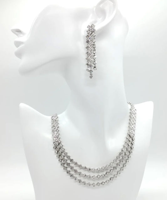Set ENZO RUSSO Crystal Cubic Zirconia Jewelry Set with Silver Rhodium Plating Argento | ENZO RUSSO