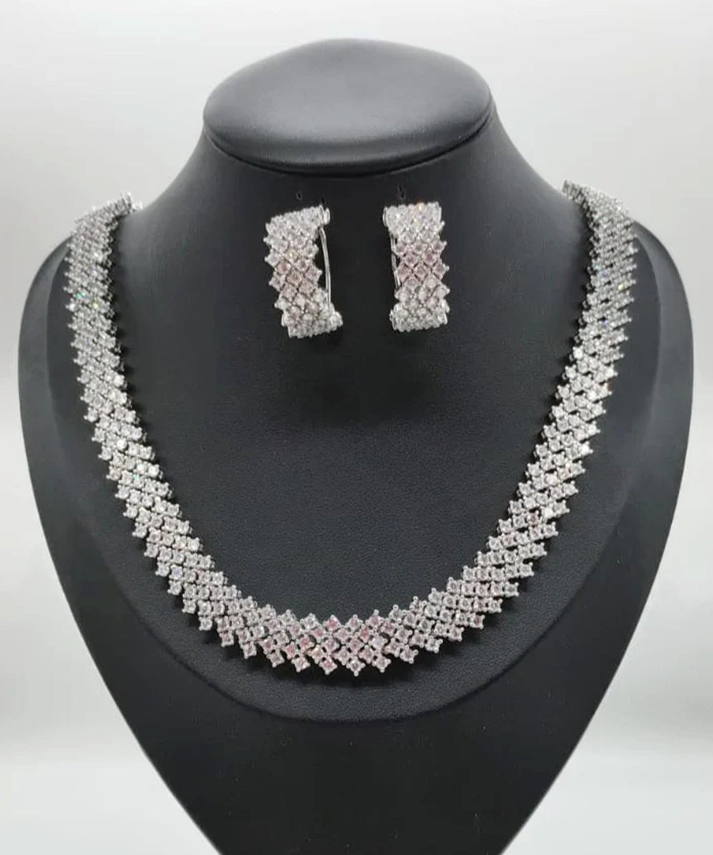 ENZO RUSSO Crystal Cubic Zirconia Jewelry Set with Silver Rhodium Plating