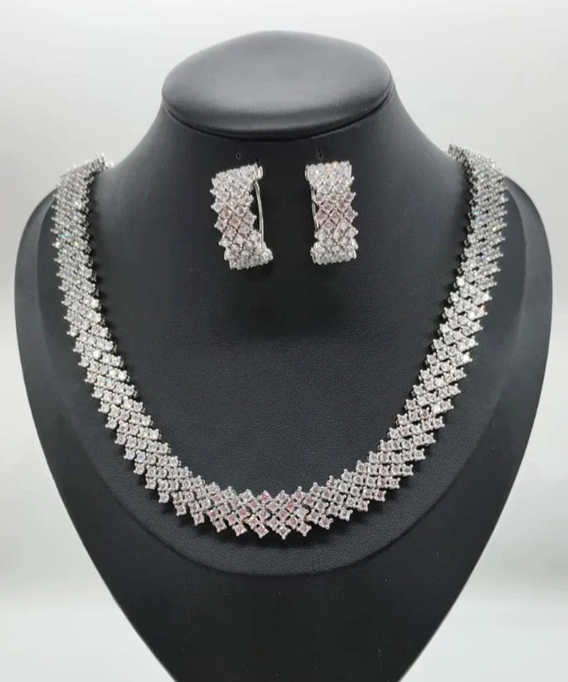ENZO RUSSO Parure con Zirconi Crystal e Rodiatura in Argento