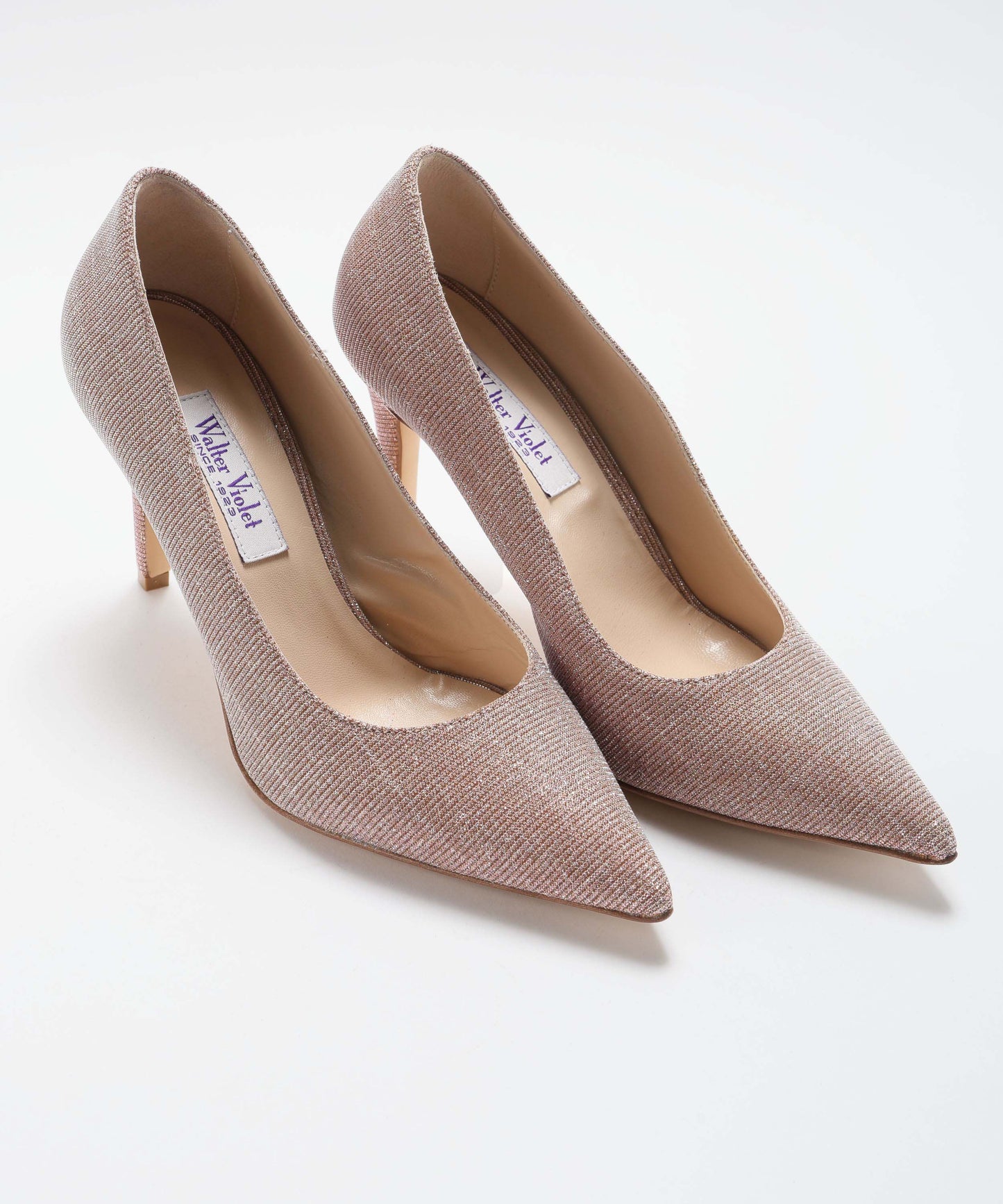 WALTER VIOLET Pumps in leather and shimmering fabric