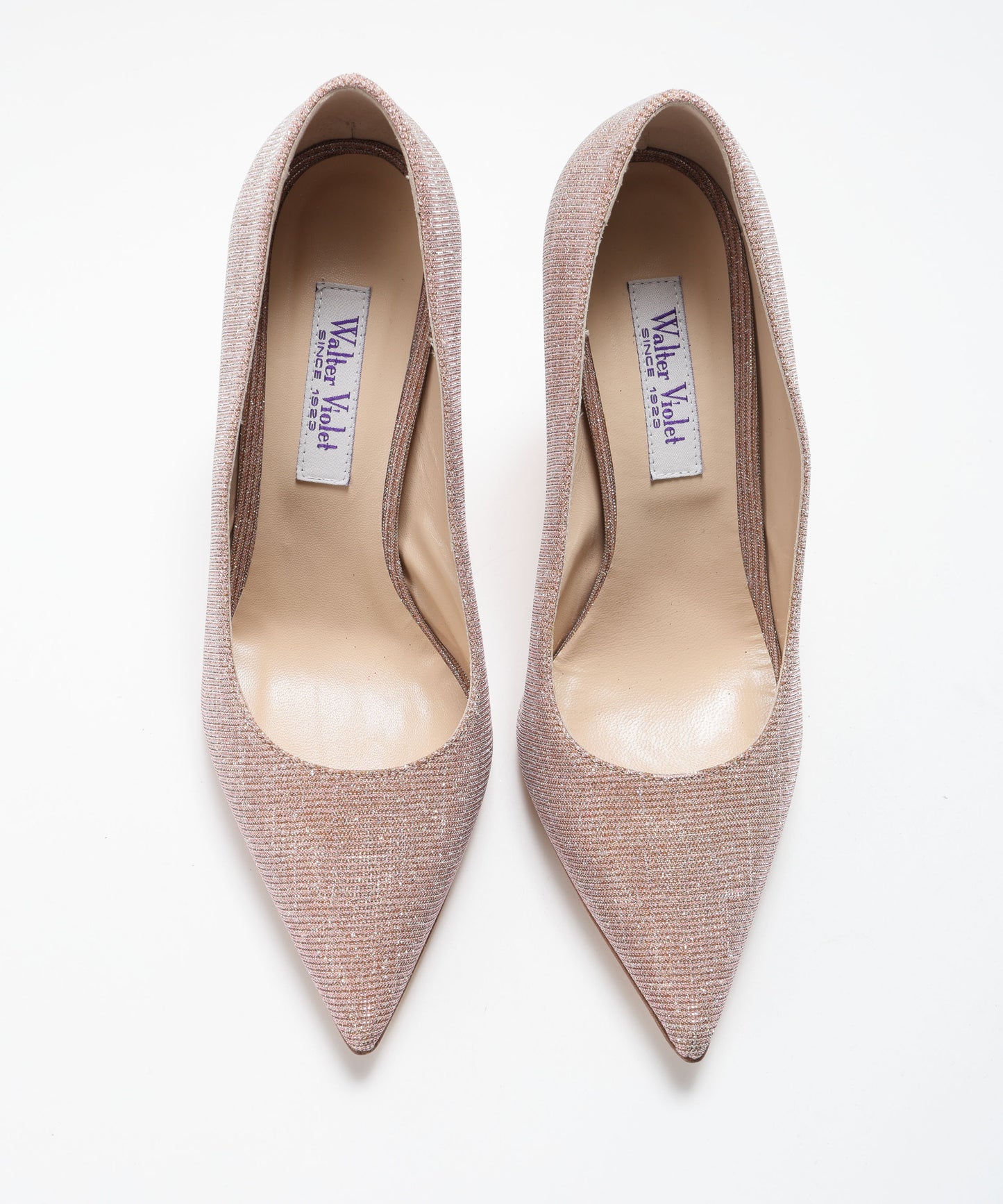 WALTER VIOLET Pumps in leather and shimmering fabric