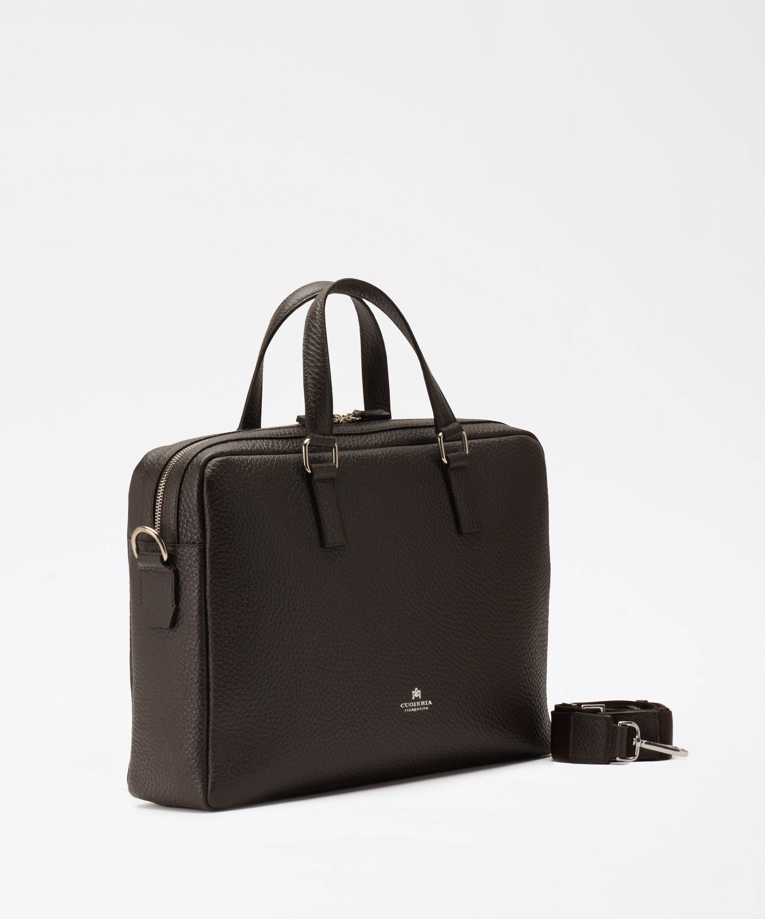 Cartelle CUOIERIA FIORENTINA  Brad 1-Zip 15” Laptop Briefcase Testa di moro | CUOIERIA FIORENTINA