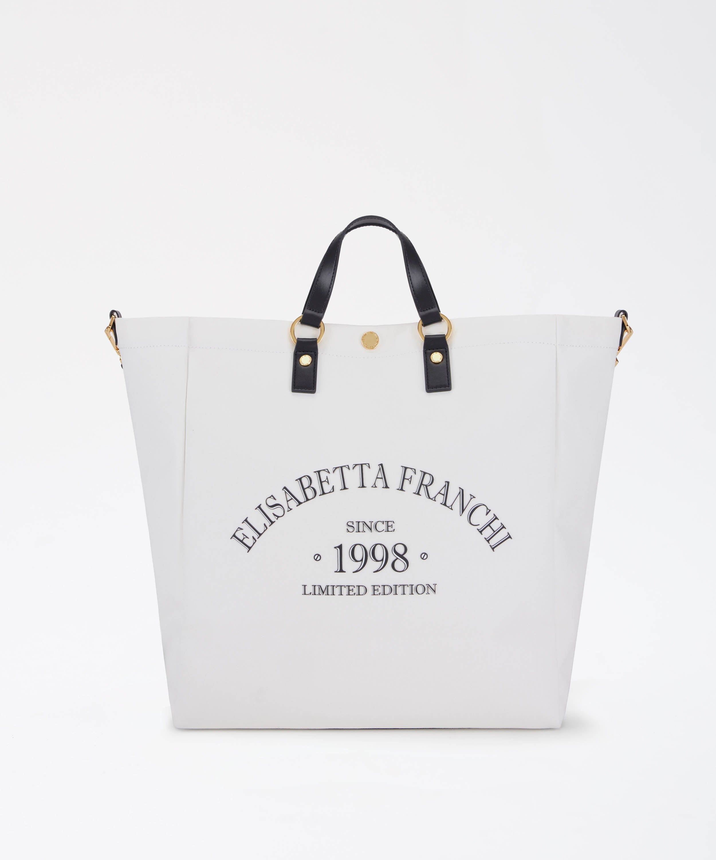 Borse ELISABETTA FRANCHI Tote in canvas Avorio/nero | ELISABETTA FRANCHI