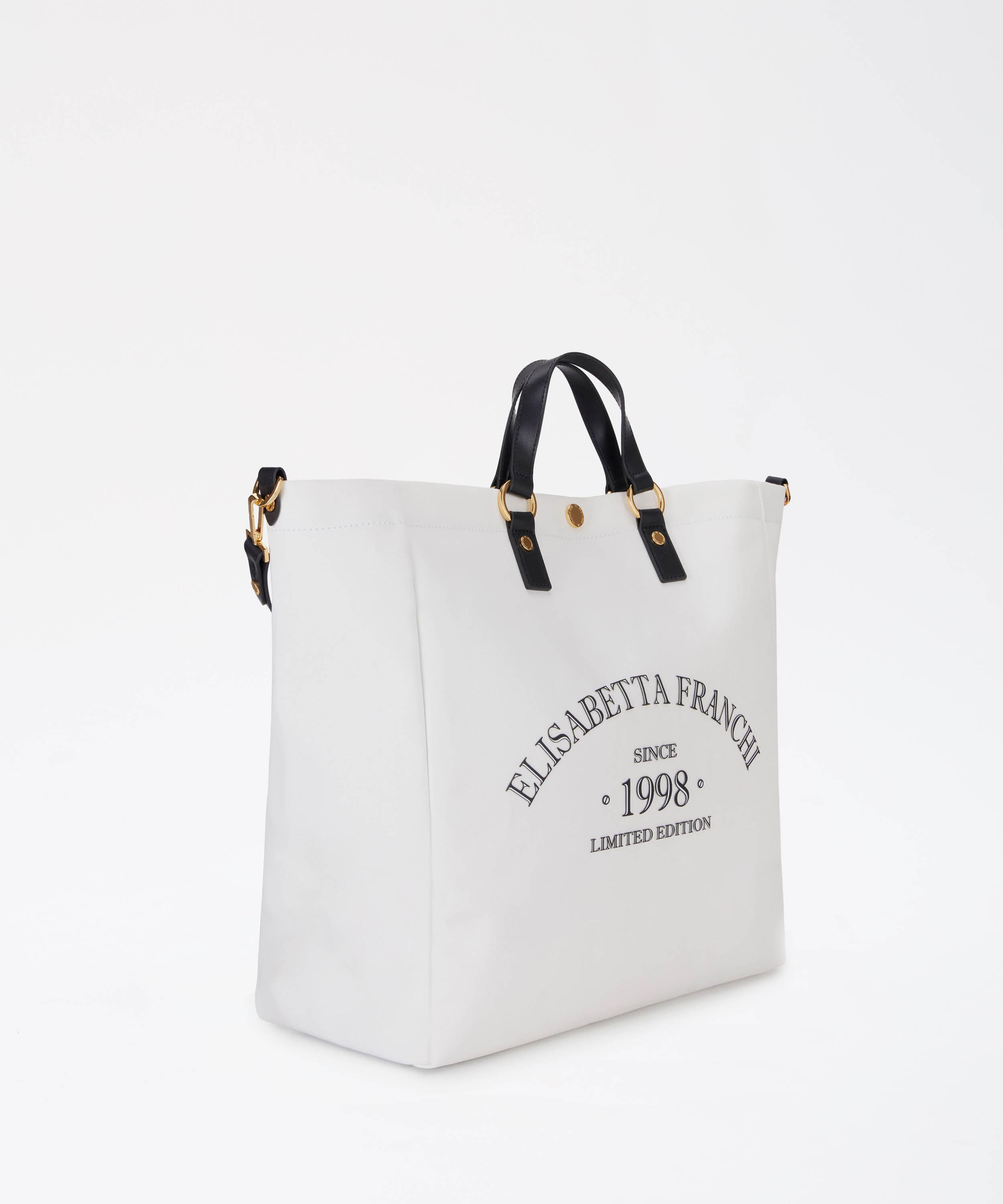 Borse ELISABETTA FRANCHI Tote in canvas Avorio/nero | ELISABETTA FRANCHI