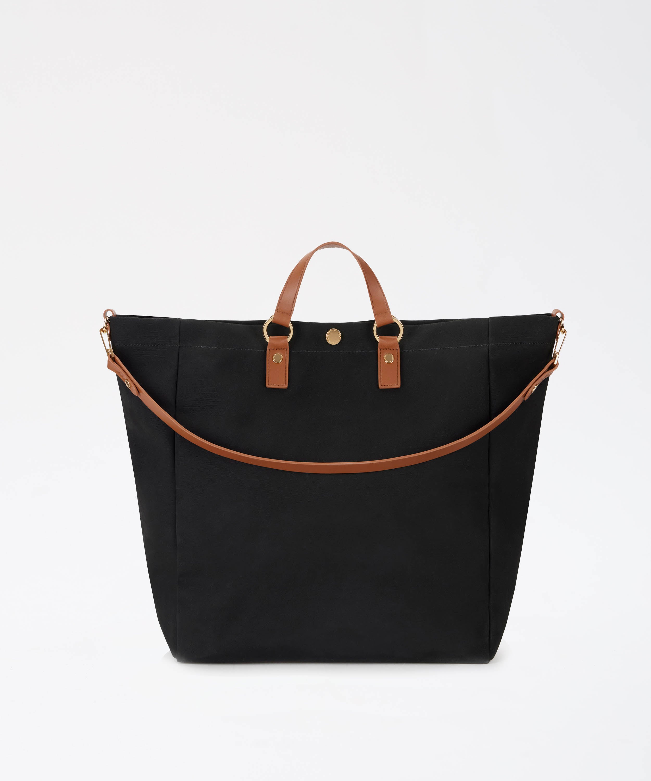 Borse ELISABETTA FRANCHI Tote in canvas Nero/cuoio | ELISABETTA FRANCHI