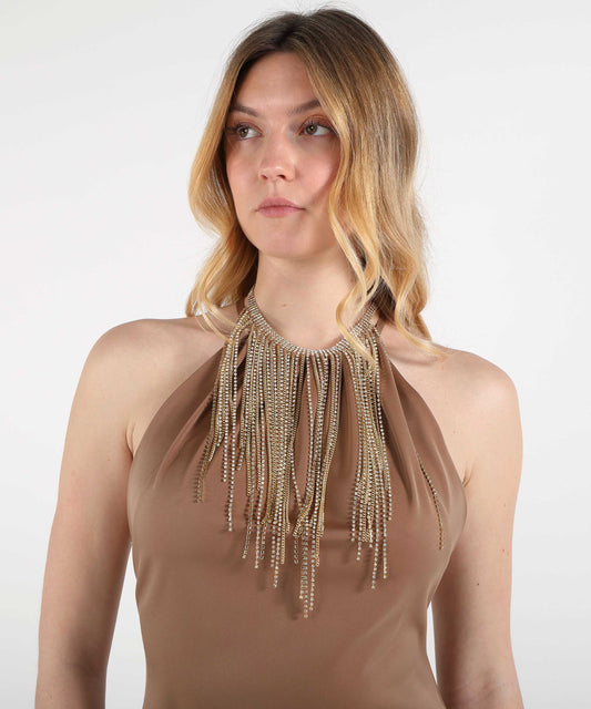 Necklaces D'ANDREA COLLECTION Fringe-Effect Necklace with Rhinestones Oro/blu | D'ANDREA COLLECTION