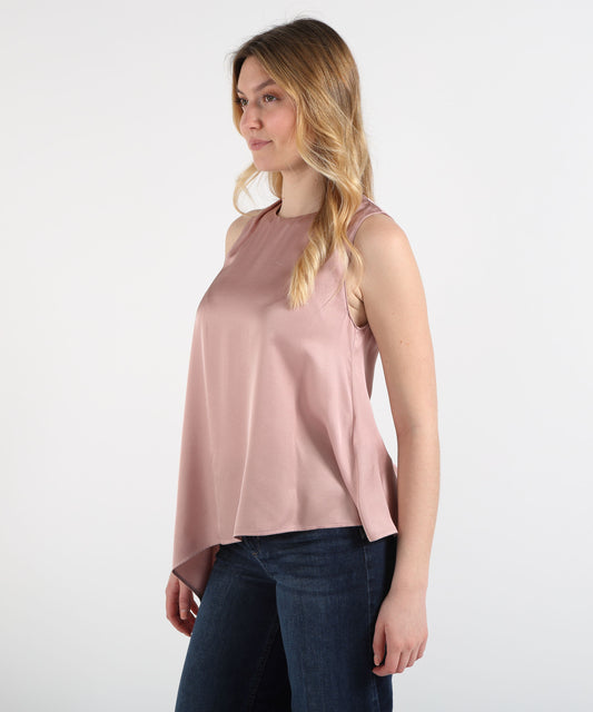 Top LIUJO BLACK Top Smanicato Donna con Fiocco e Chiusura a Bottoncino Nude | LIUJO BLACK