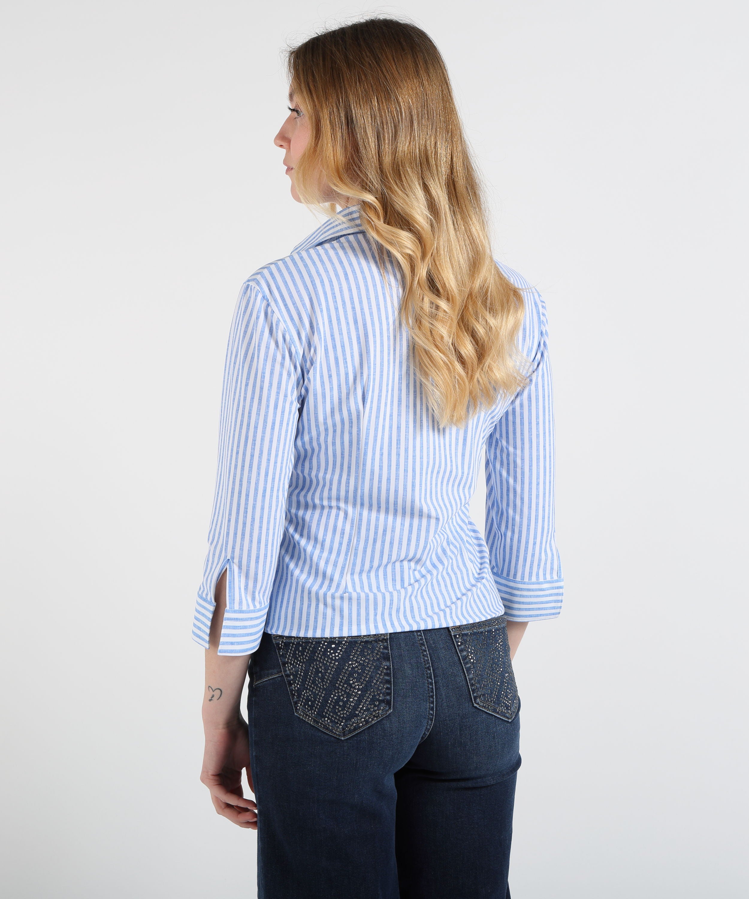 Shirts GHIRARDELLI Women’s Buttonless V-Neck Shirt Rigata azzurro/bianco | GHIRARDELLI