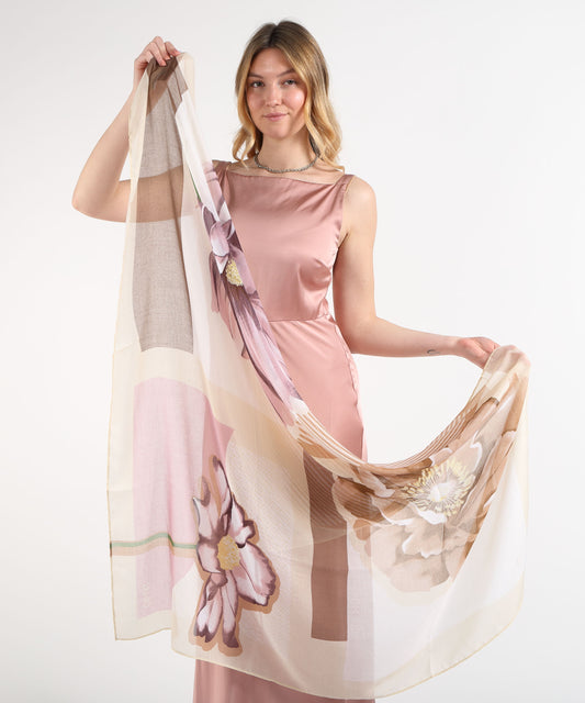 Foulard LIUJO SOFT Large Color-Block Scarf Crema | LIUJO SOFT