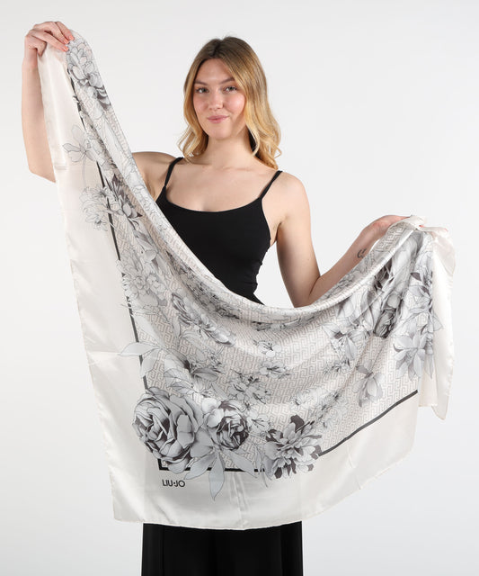 Foulard LIUJO SOFT Large Floral Scarf Nero | LIUJO SOFT