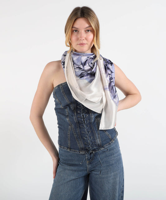 Foulard LIUJO SOFT Large Floral Scarf Azzurro | LIUJO SOFT