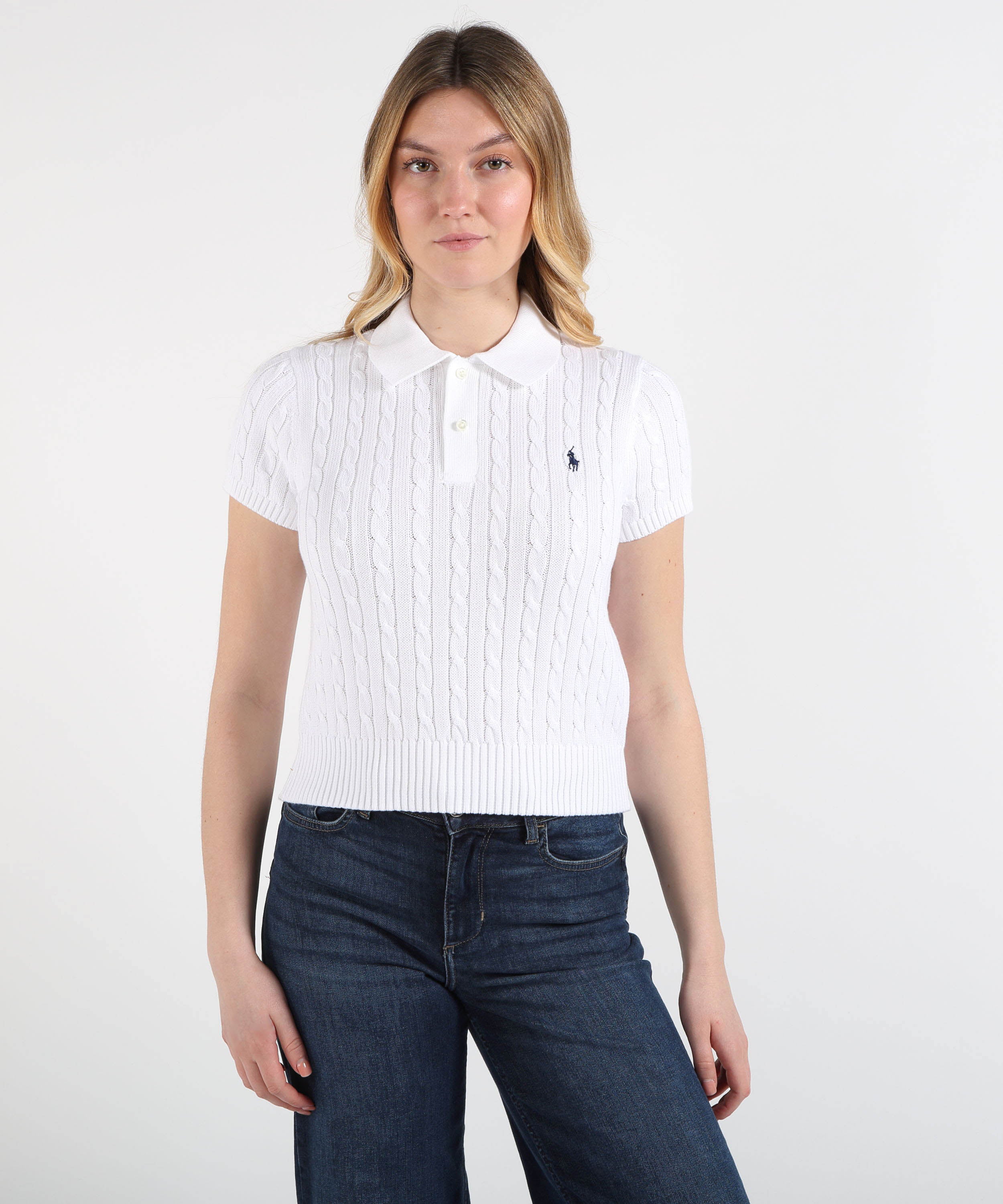 Polo POLO RALPH LAUREN Polo in cotone a trecce taglio corto Bianco | POLO RALPH LAUREN
