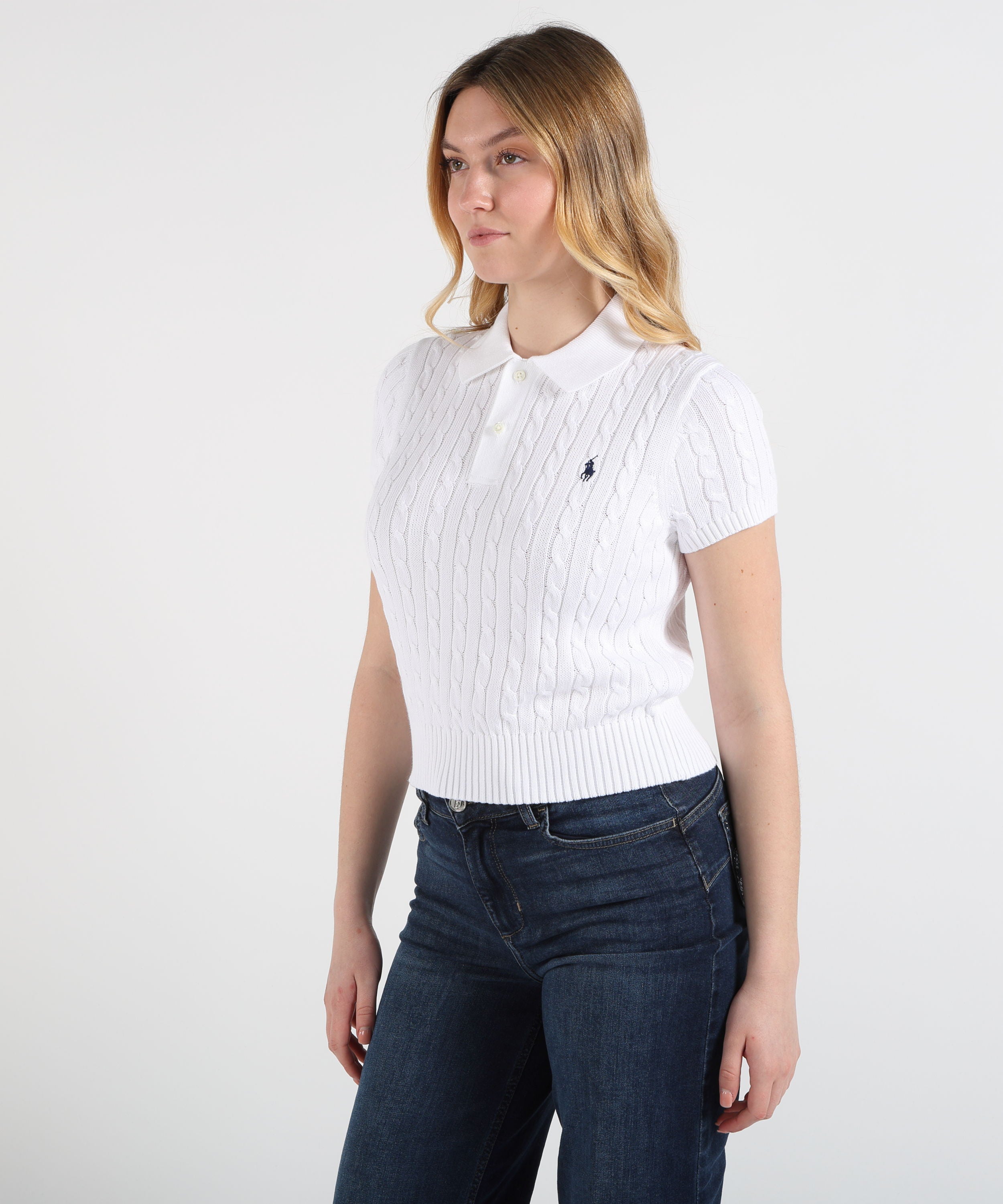 Polo POLO RALPH LAUREN Polo in cotone a trecce taglio corto Bianco | POLO RALPH LAUREN