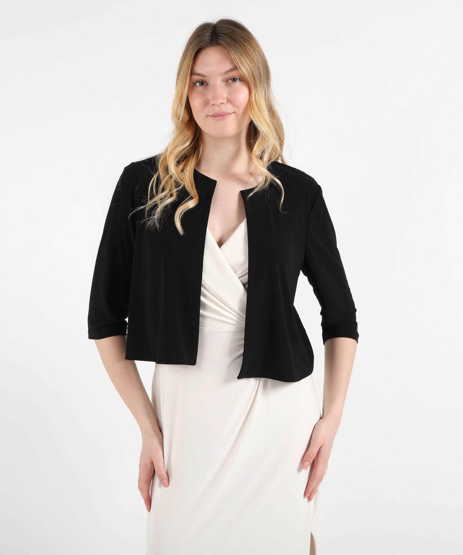 Topcoats RIBKOFF Fitted Silk-Effect Knit Jacket Nero | RIBKOFF