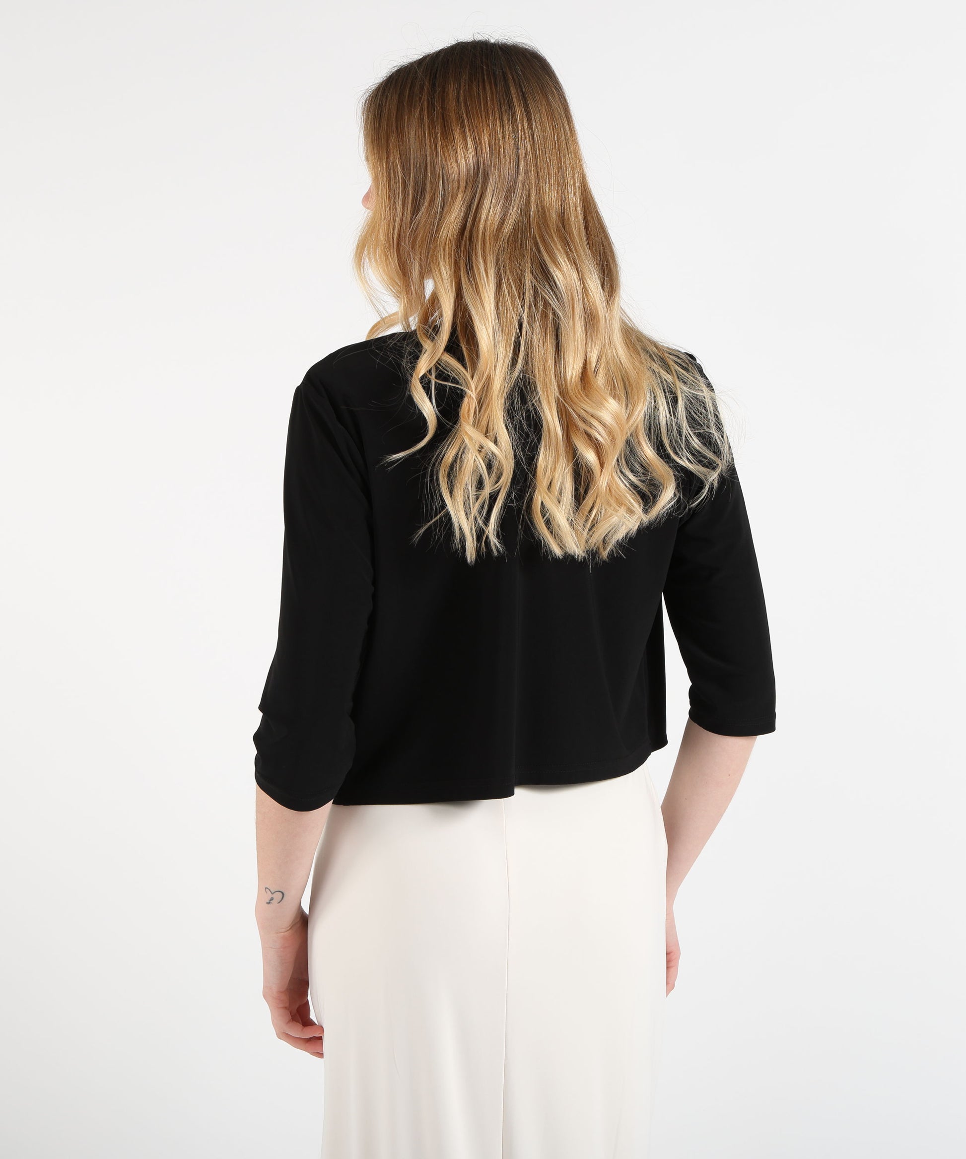 Topcoats RIBKOFF Fitted Silk-Effect Knit Jacket Nero | RIBKOFF