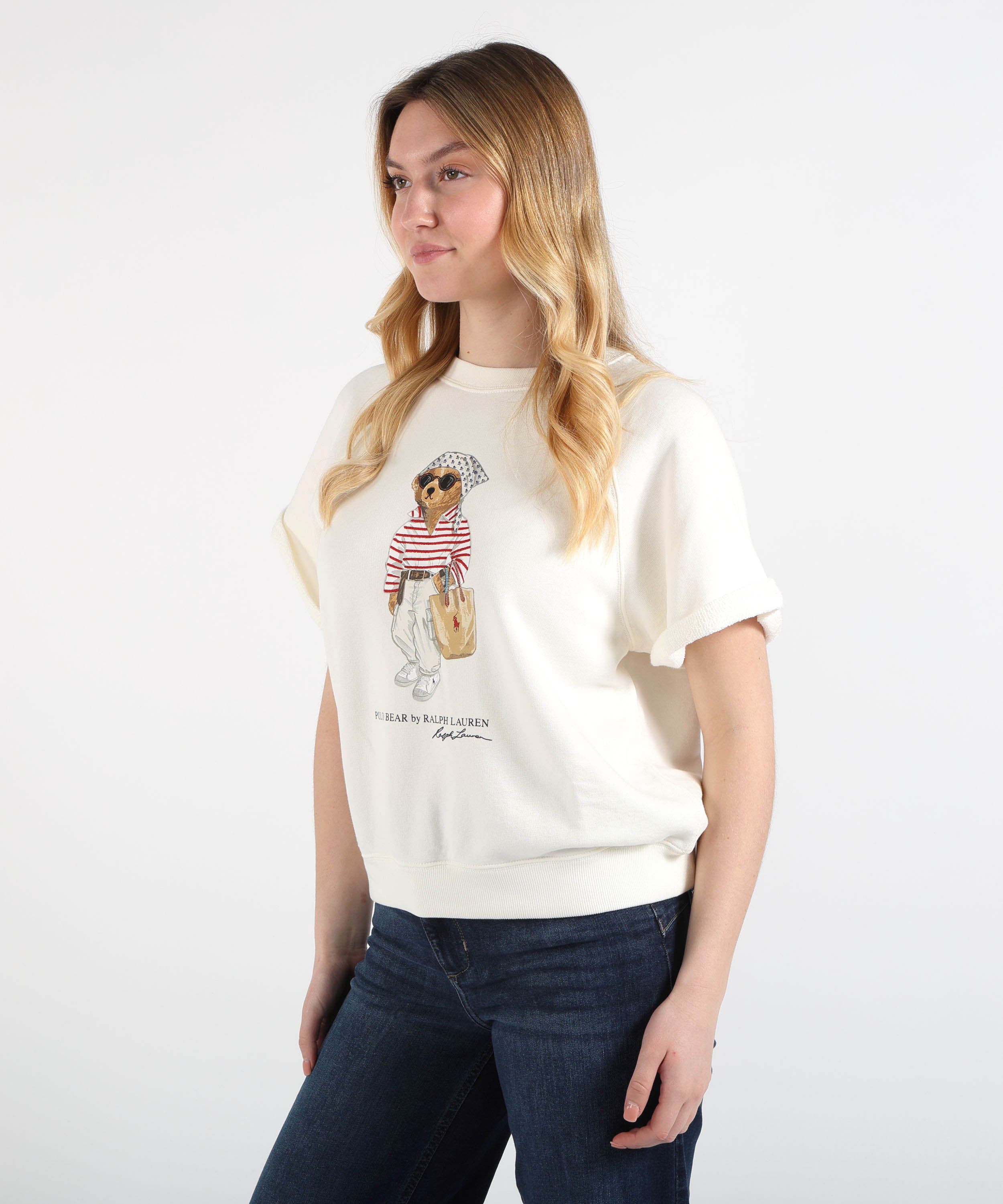 Maglie POLO RALPH LAUREN Felpa a maniche corte in pile Polo Bear Bianco | POLO RALPH LAUREN