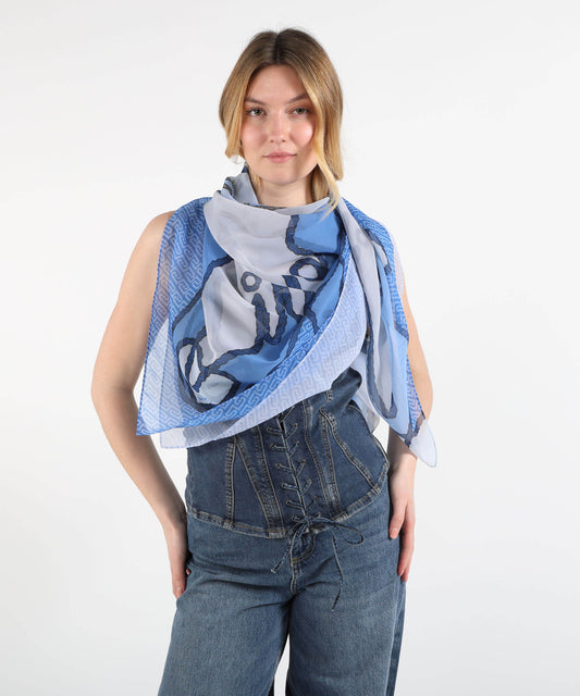 LIUJO SOFT Foulard in Tessuto Leggero con Stampa Grafica