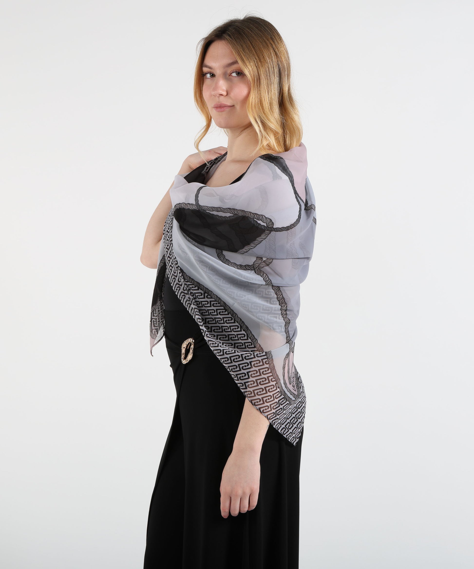 Foulard LIUJO SOFT Lightweight Graphic Print Scarf Nero | LIUJO SOFT