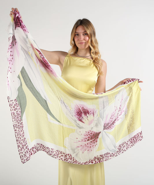 Foulard LIUJO SOFT Large Color-Block Scarf Avocado | LIUJO SOFT