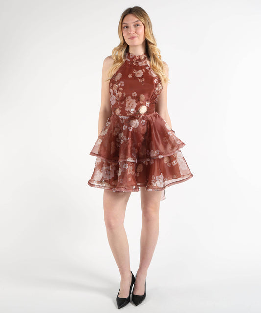 Dresses &amp; Suits SILENCE LIMITED ruffle mini dress Tabacco | SILENCE LIMITED