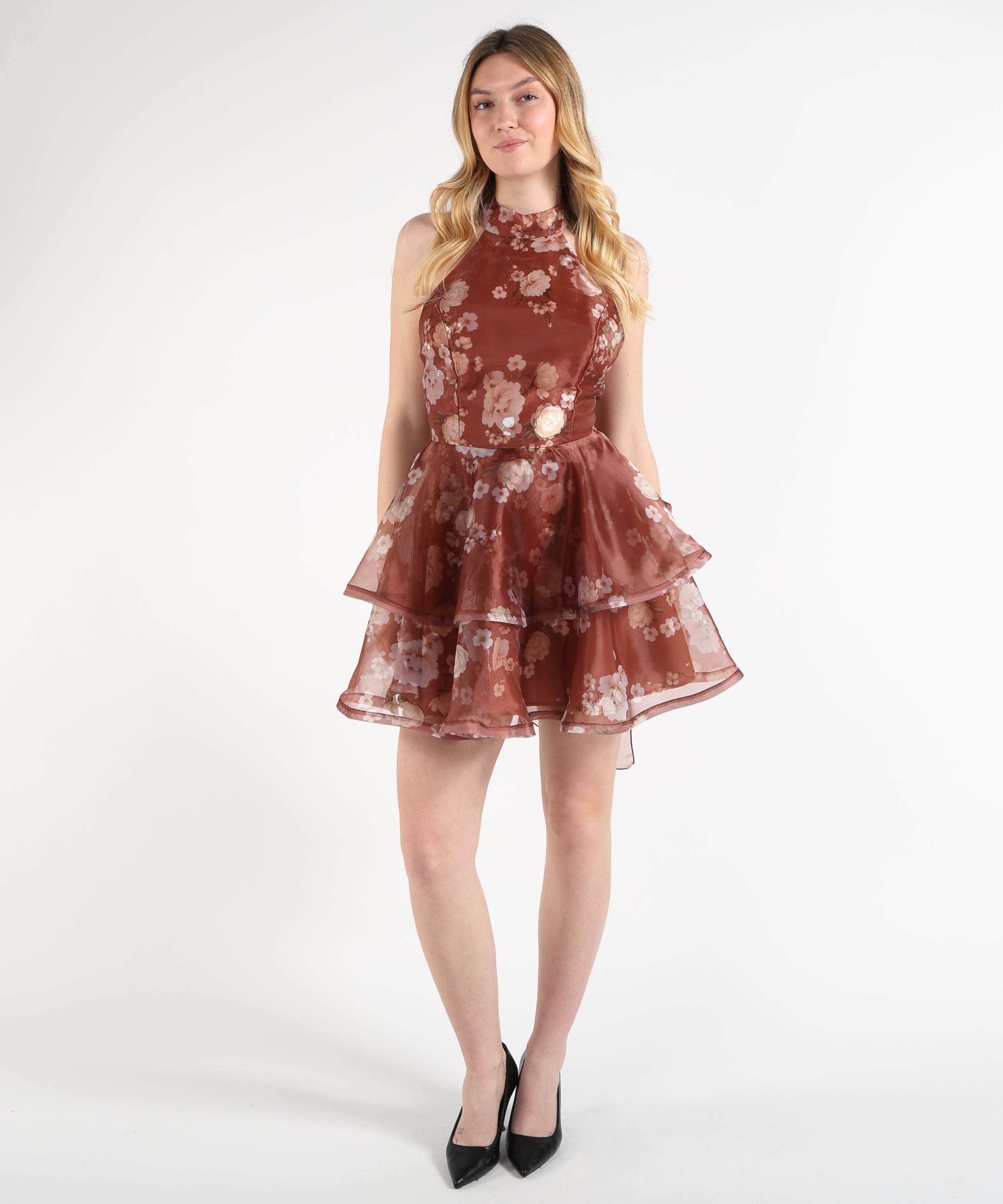 Dresses & Suits SILENCE LIMITED ruffle mini dress Tabacco | SILENCE LIMITED