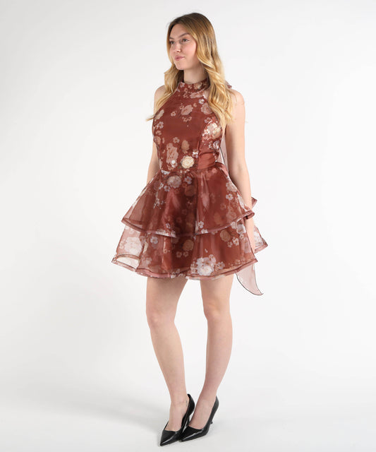 Dresses &amp; Suits SILENCE LIMITED ruffle mini dress Tabacco | SILENCE LIMITED