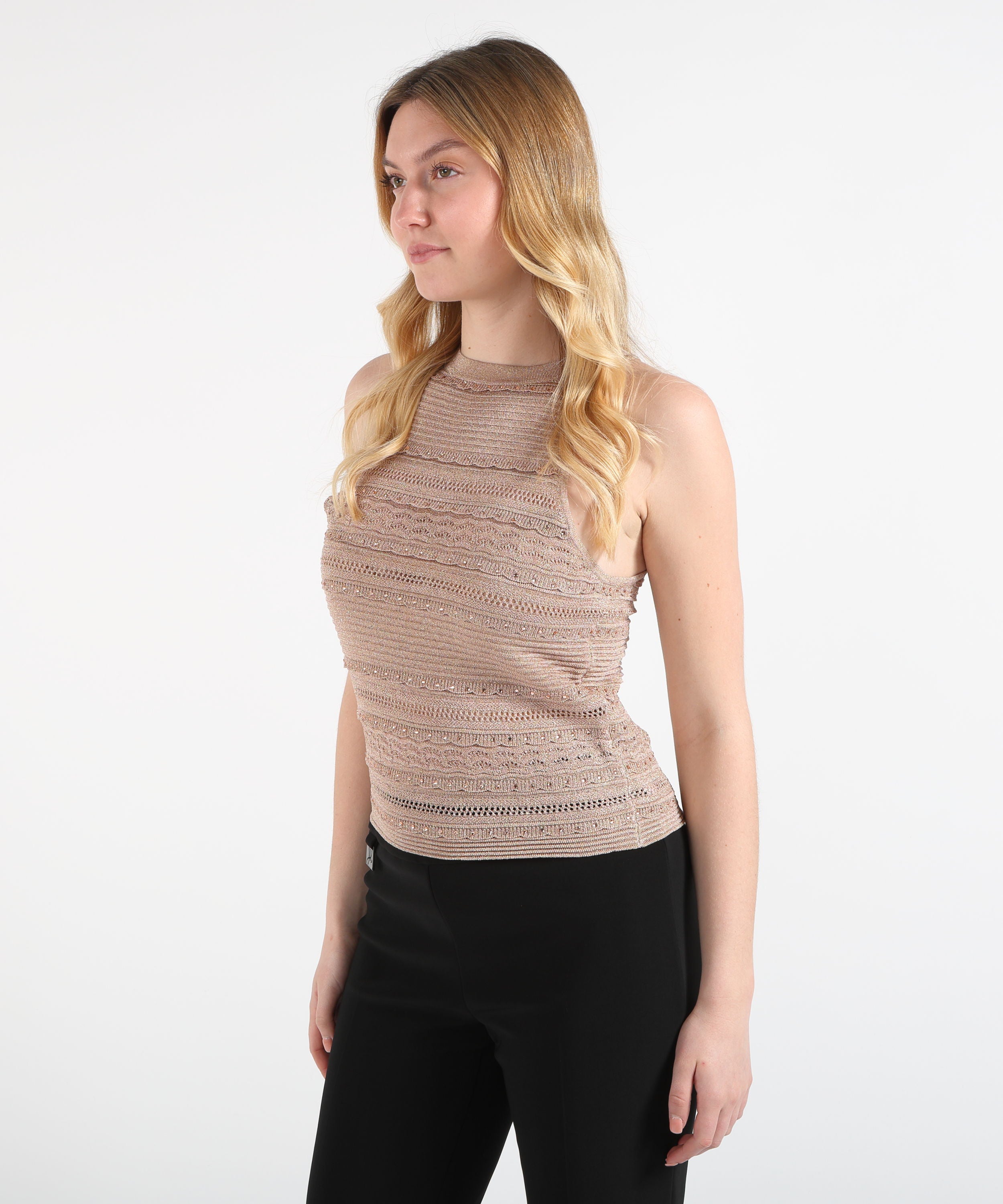 Knitwear LIUJO BLACK Women’s Openwork Knit Top Nude | LIUJO BLACK