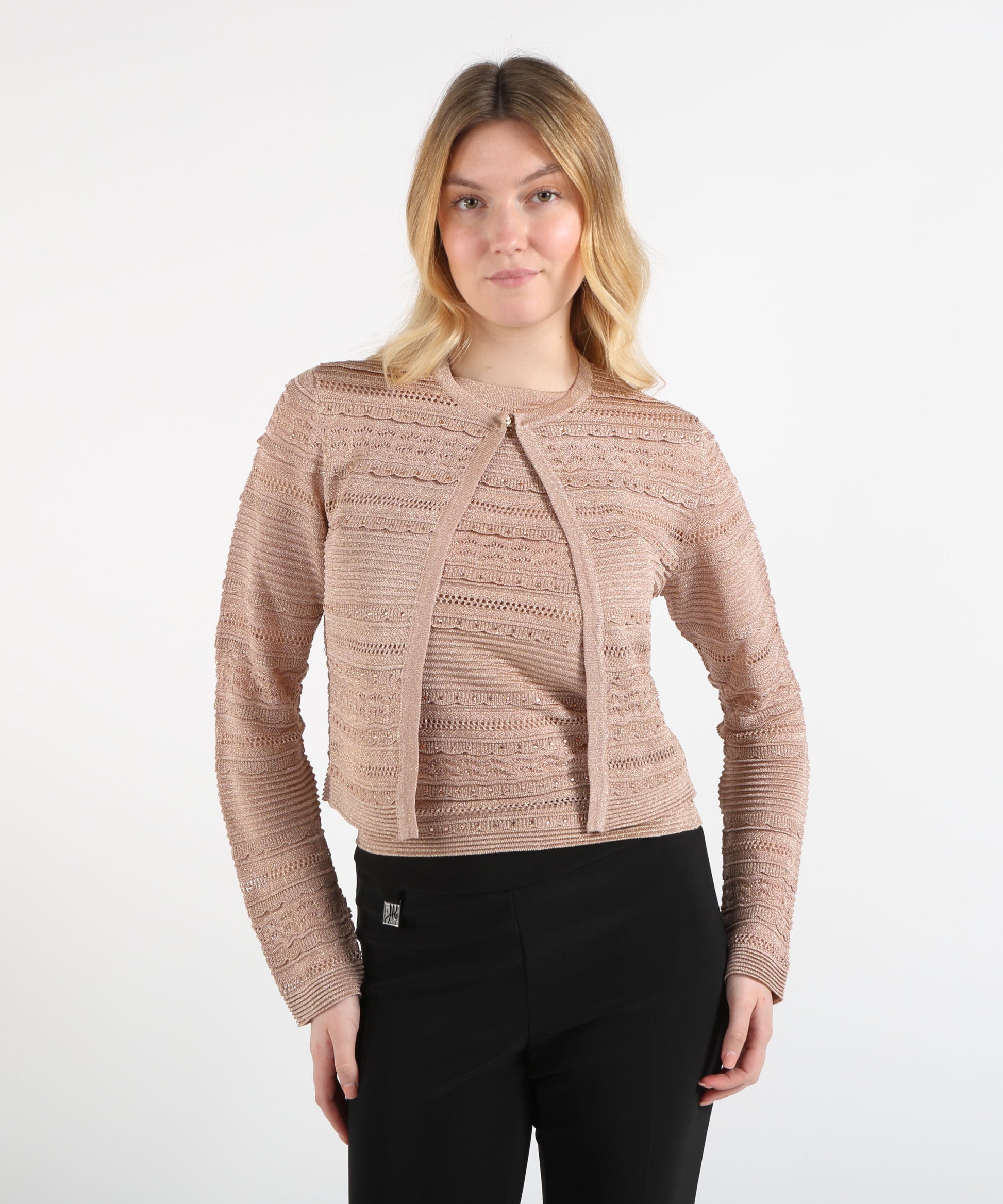 Maglie LIUJO BLACK Top donna in maglia traforata Nude | LIUJO BLACK