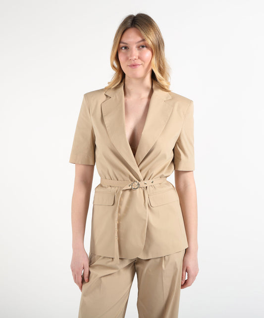 Giacche LIUJO BLACK Giacca a maniche corte con cintura Beige | LIUJO BLACK