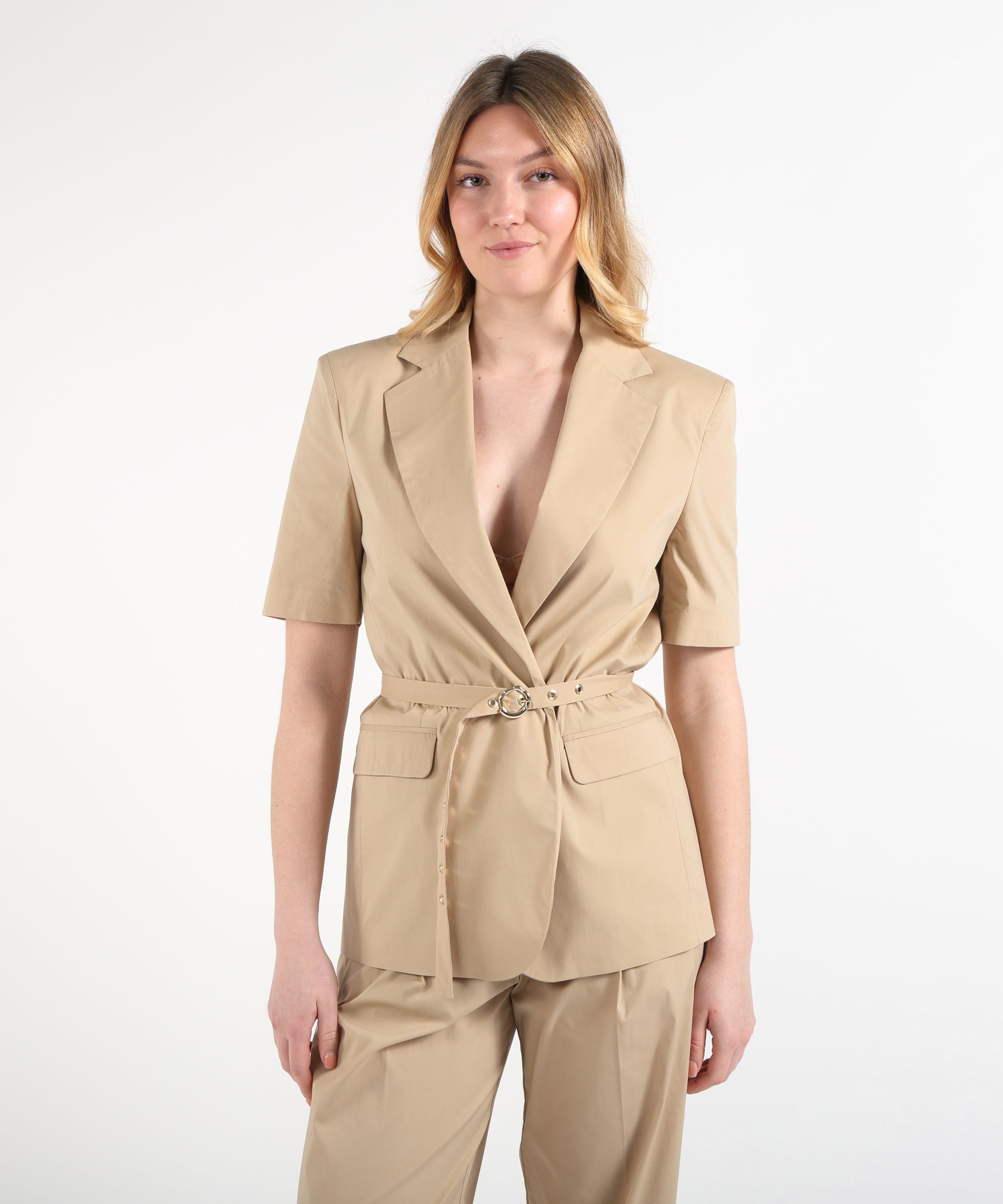 Giacche LIUJO BLACK Giacca a maniche corte con cintura Beige | LIUJO BLACK