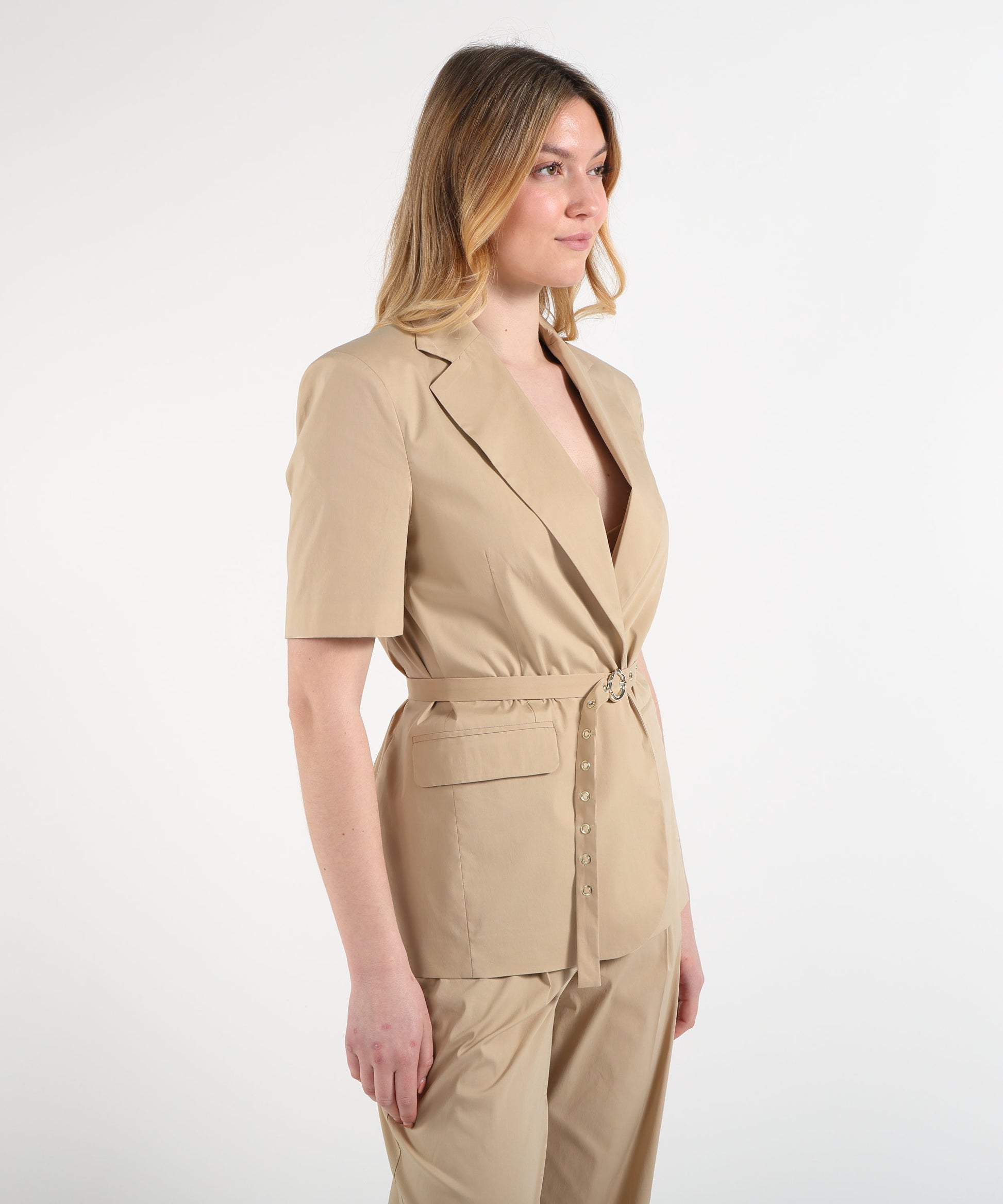 Giacche LIUJO BLACK Giacca a maniche corte con cintura Beige | LIUJO BLACK