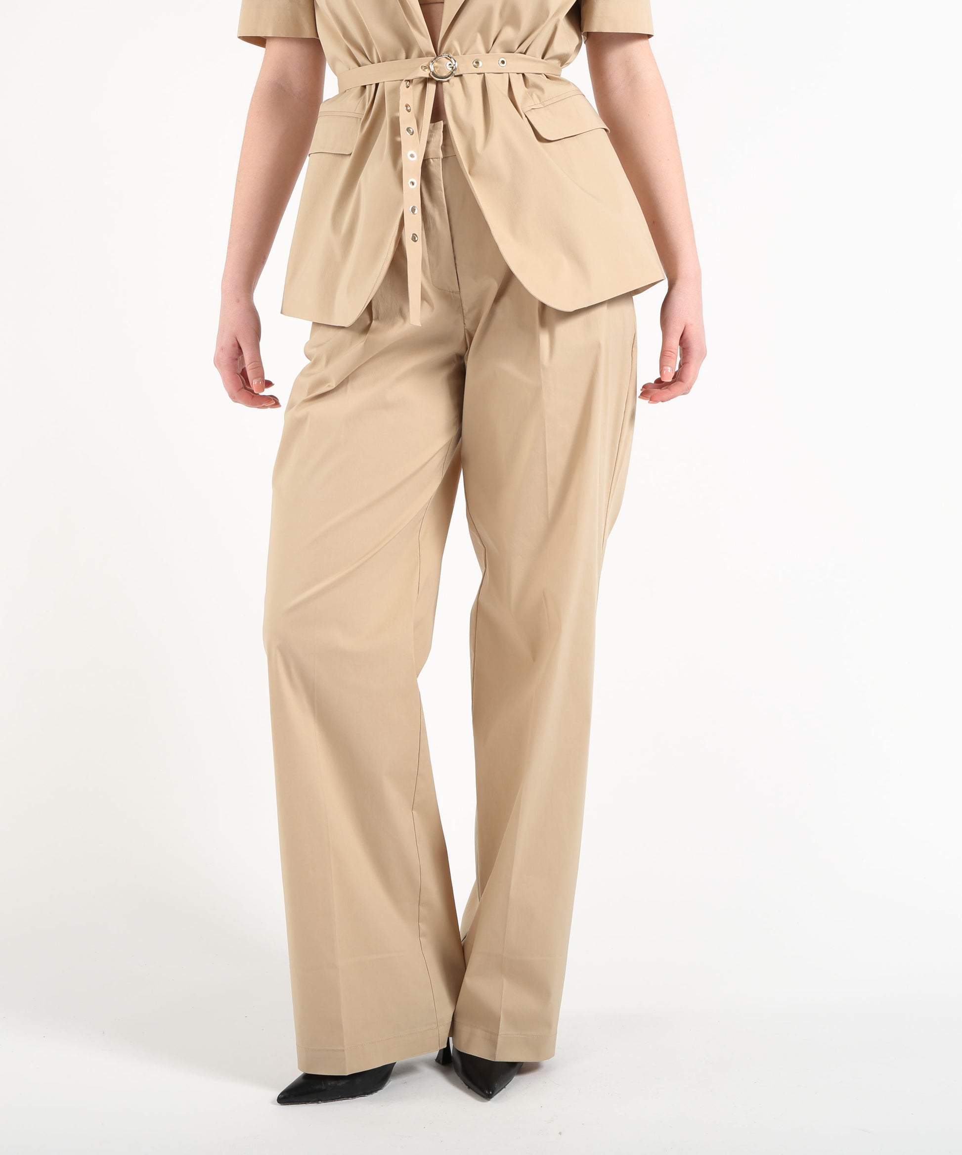 Pantaloni LIUJO BLACK pantaloni plissati con bottoni Beige | LIUJO BLACK