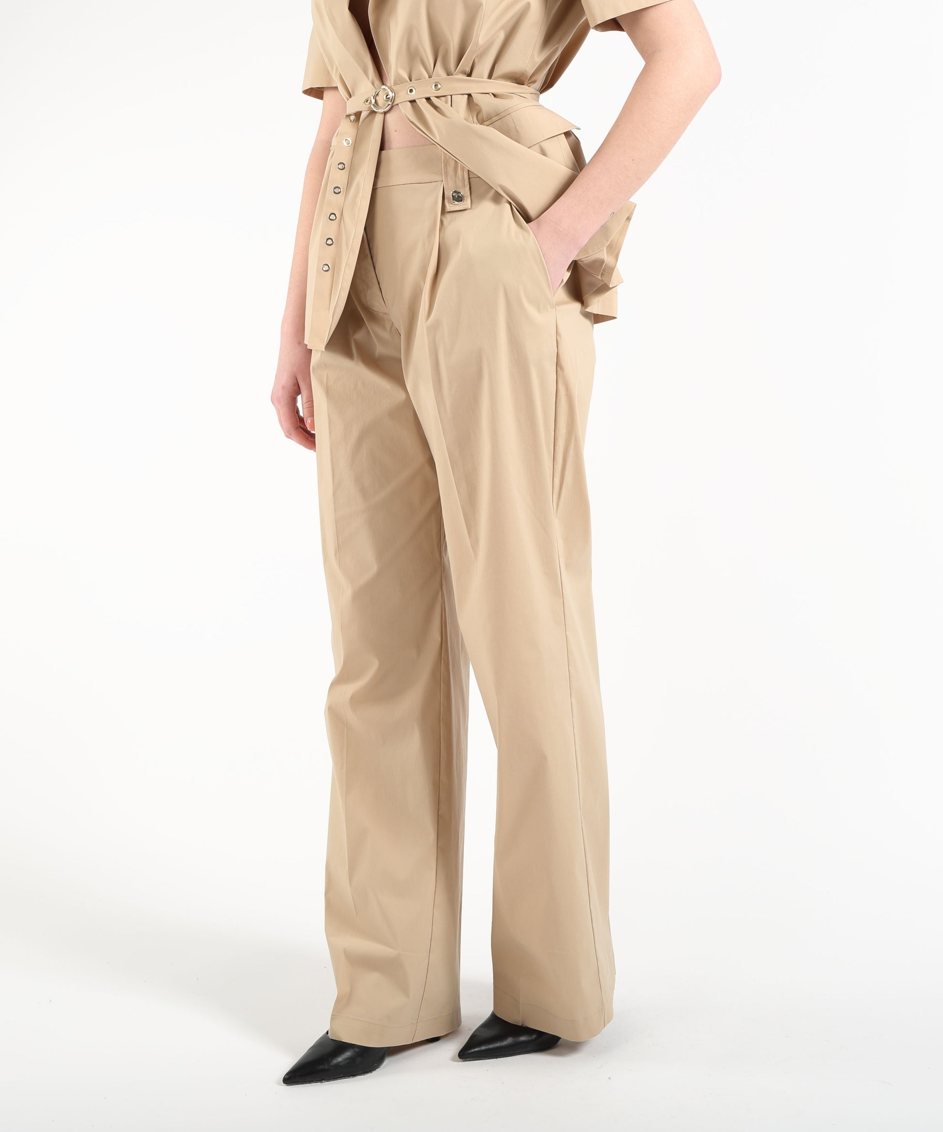 Pantaloni LIUJO BLACK pantaloni plissati con bottoni Beige | LIUJO BLACK