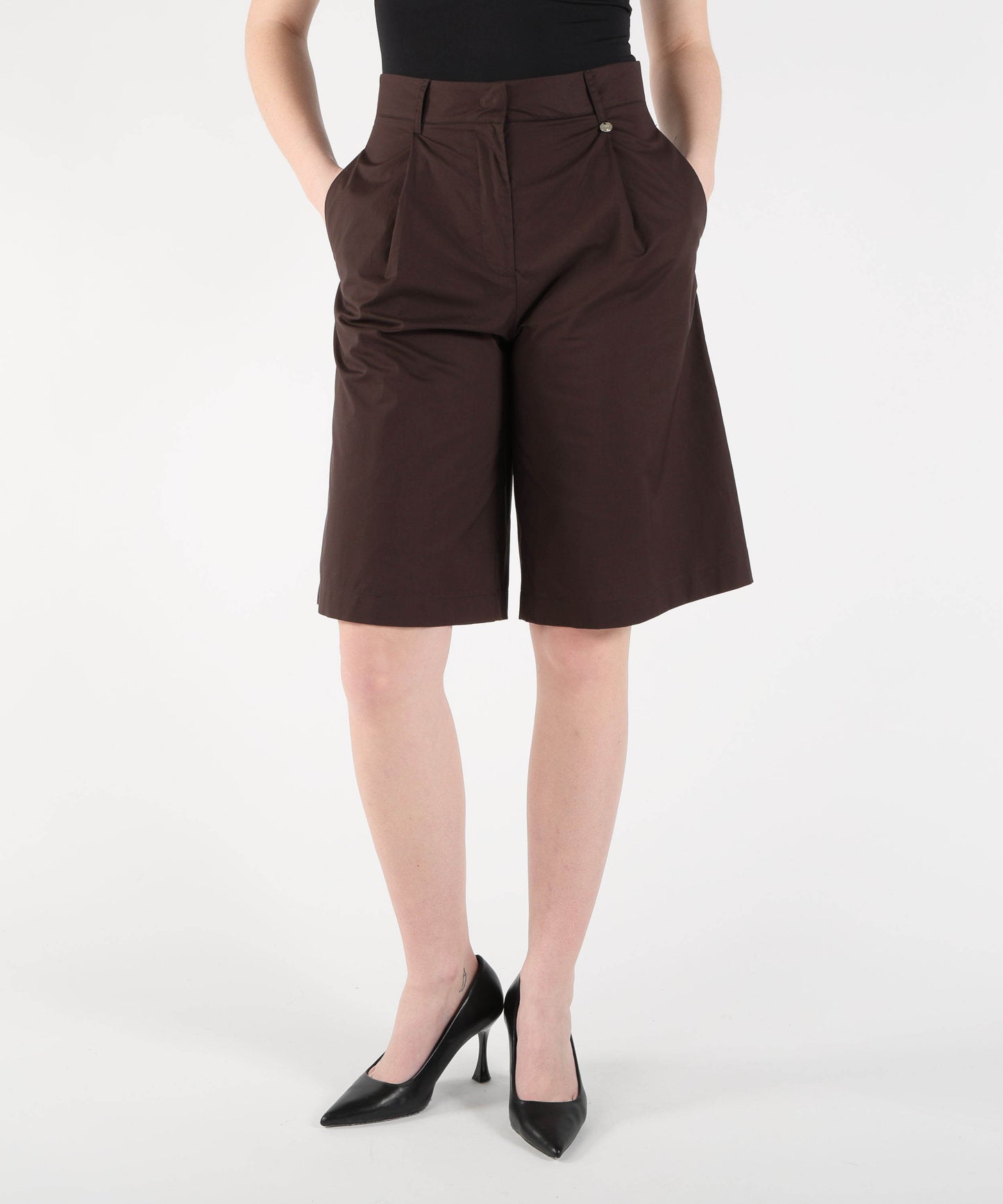 LIUJO WHITE Poplin Bermuda Shorts