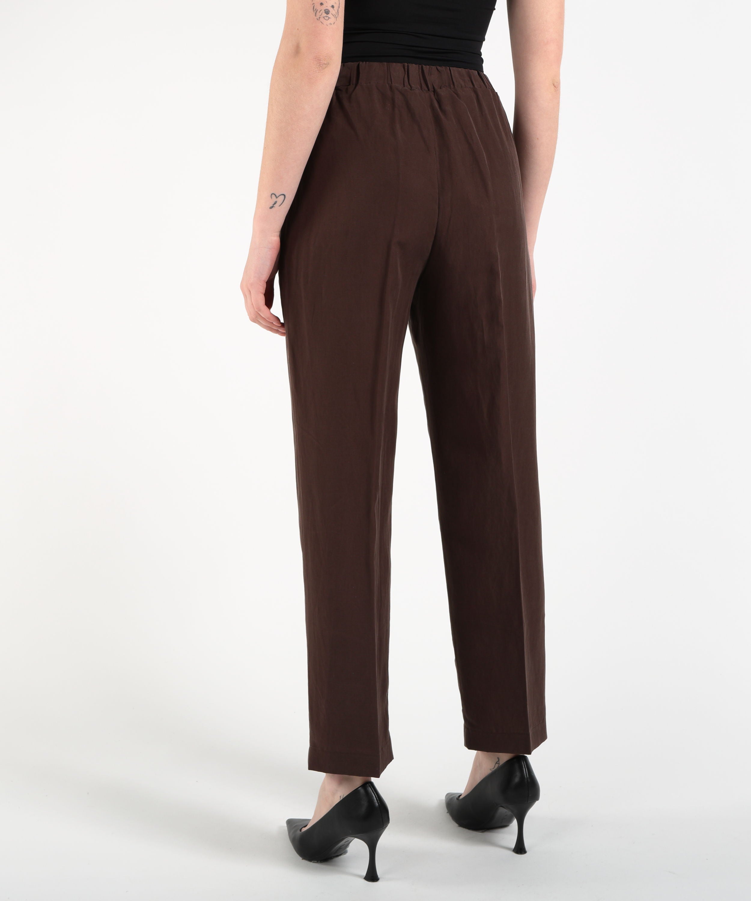Trousers LIUJO WHITE Stretch Pants with Pressed Pleats Marrone | LIUJO WHITE