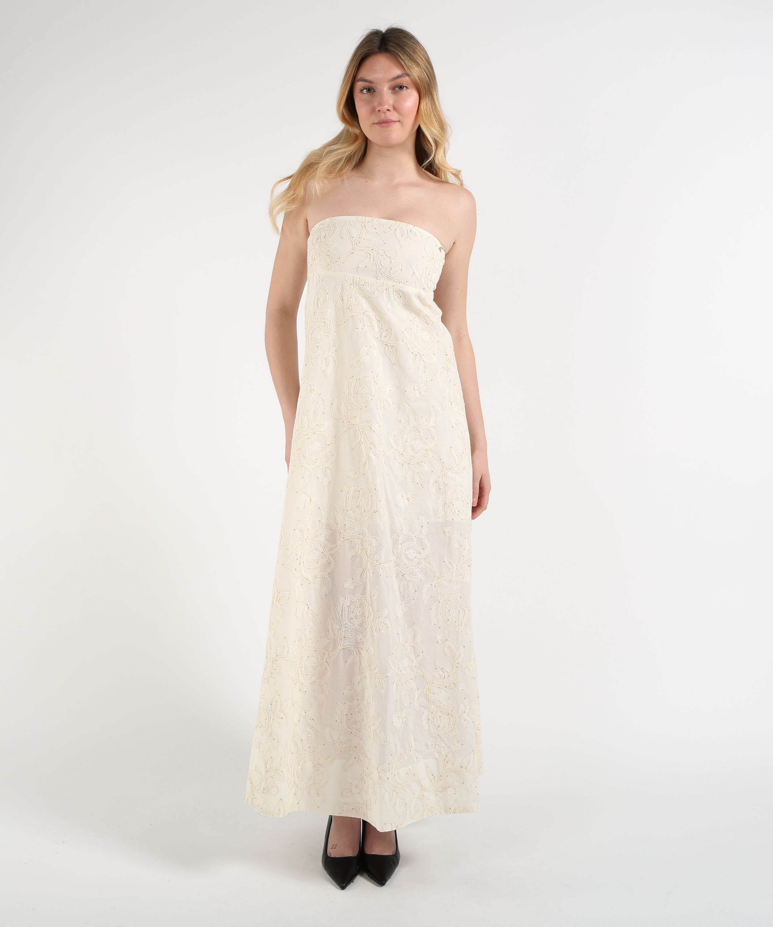 Dresses & Suits LIUJO WHITE Sleeveless Floral Midi Dress Naturale | LIUJO WHITE