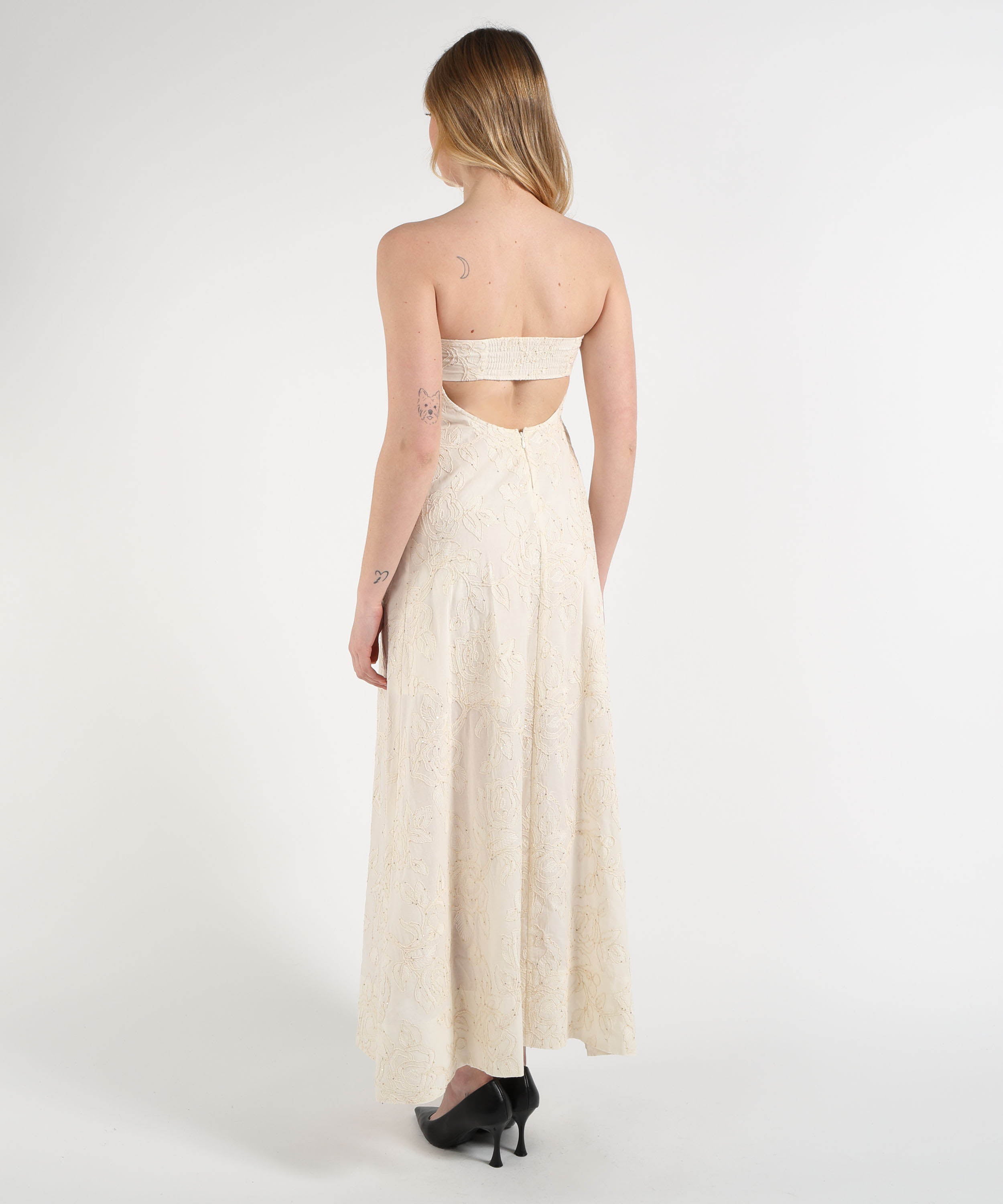 Dresses & Suits LIUJO WHITE Sleeveless Floral Midi Dress Naturale | LIUJO WHITE