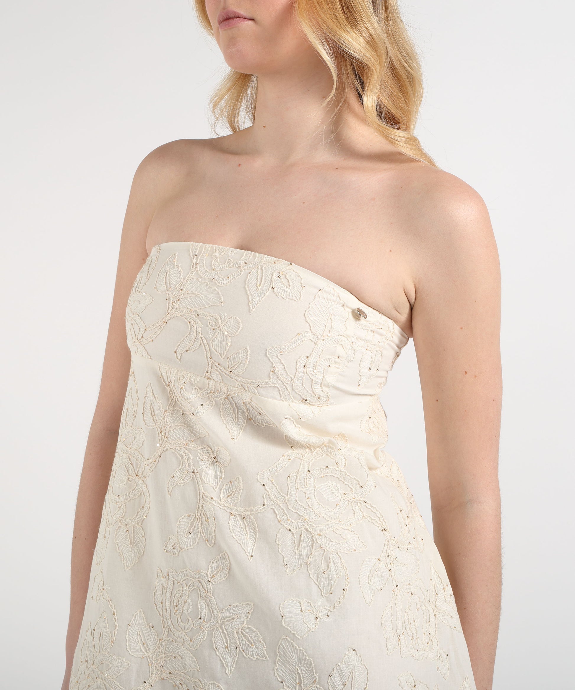 Abiti LIUJO WHITE Abito midi a fiori smanicato Naturale | LIUJO WHITE