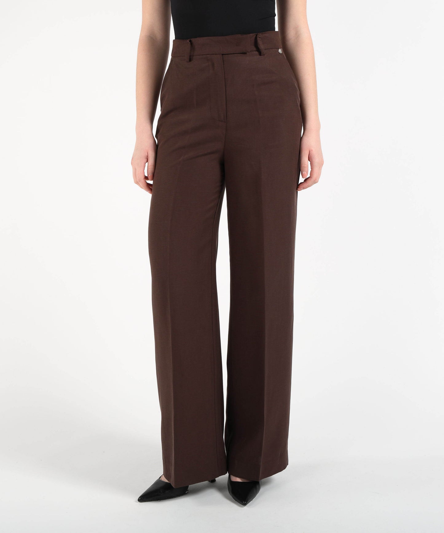 LIUJO WHITE Pantalone in lino a vita alta