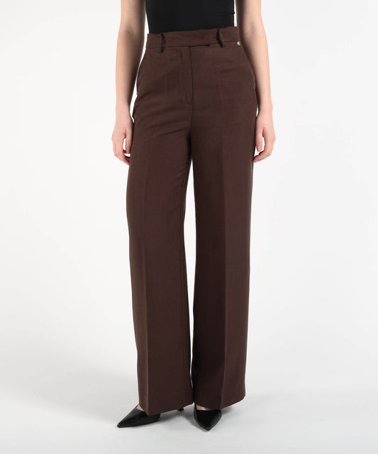 Trousers LIUJO WHITE High-Waist Linen Pants Marrone | LIUJO WHITE