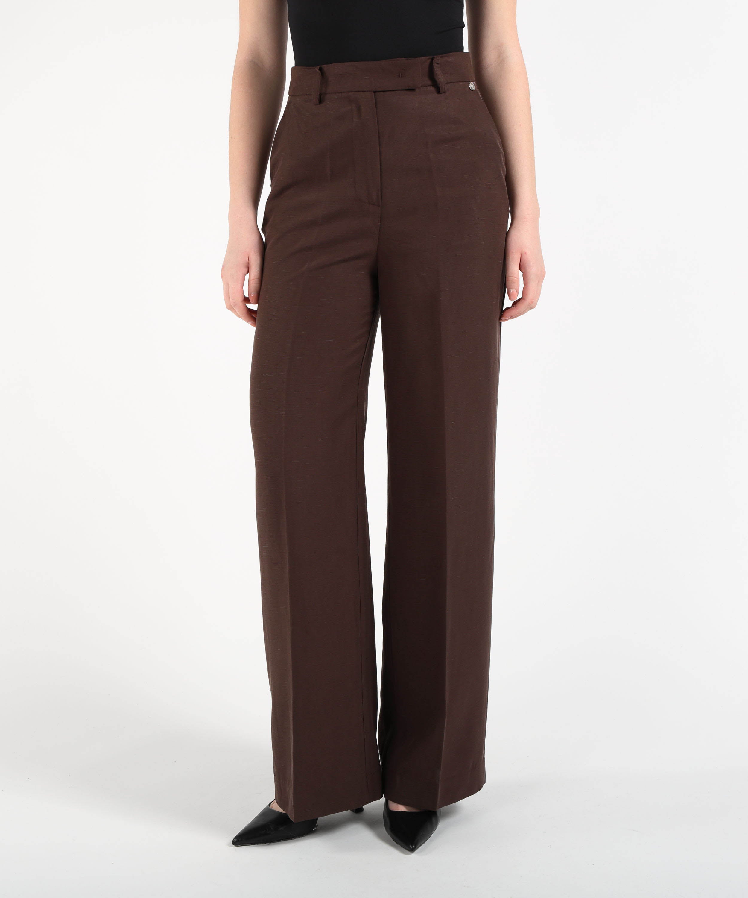 Trousers LIUJO WHITE High-Waist Linen Pants Marrone | LIUJO WHITE