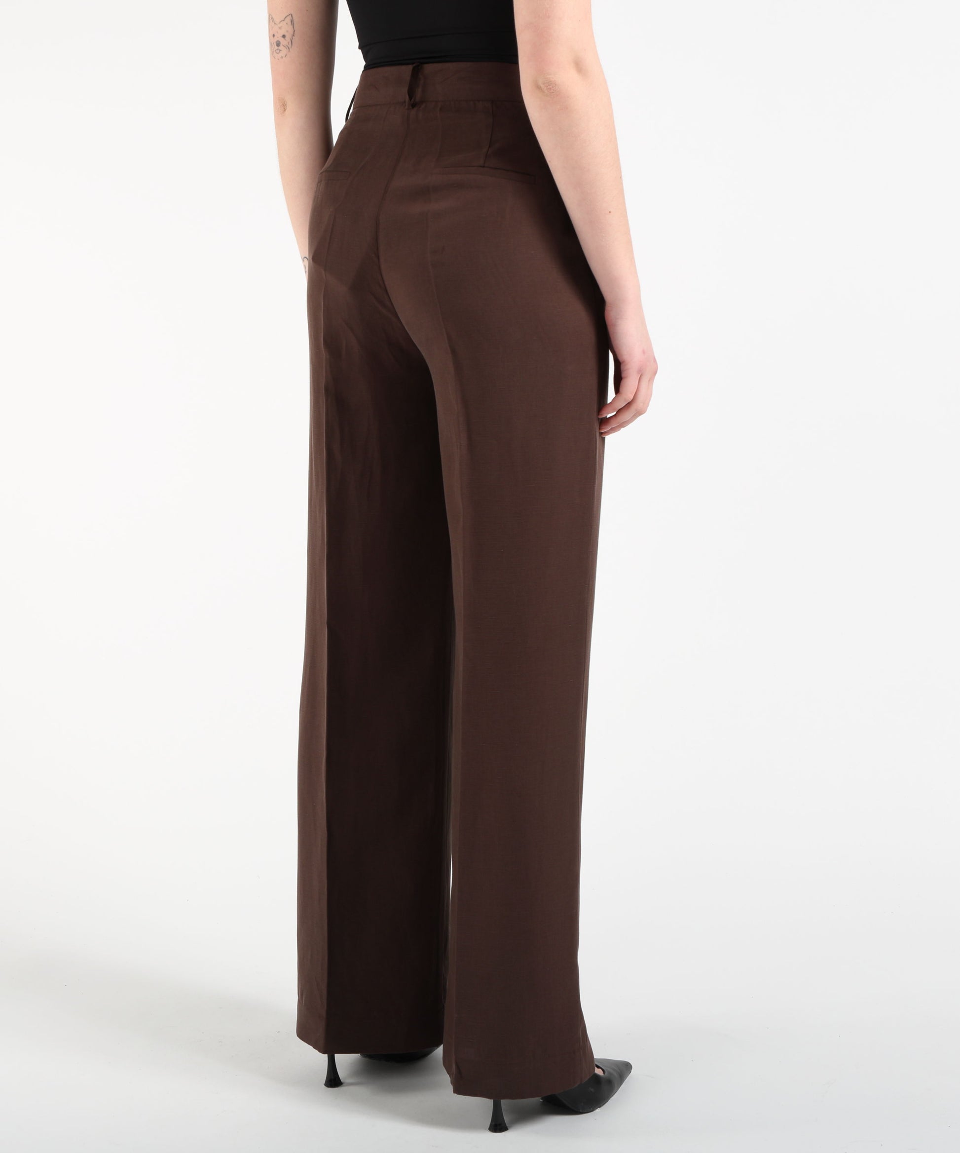 Pantaloni LIUJO WHITE Pantalone in lino a vita alta Marrone | LIUJO WHITE
