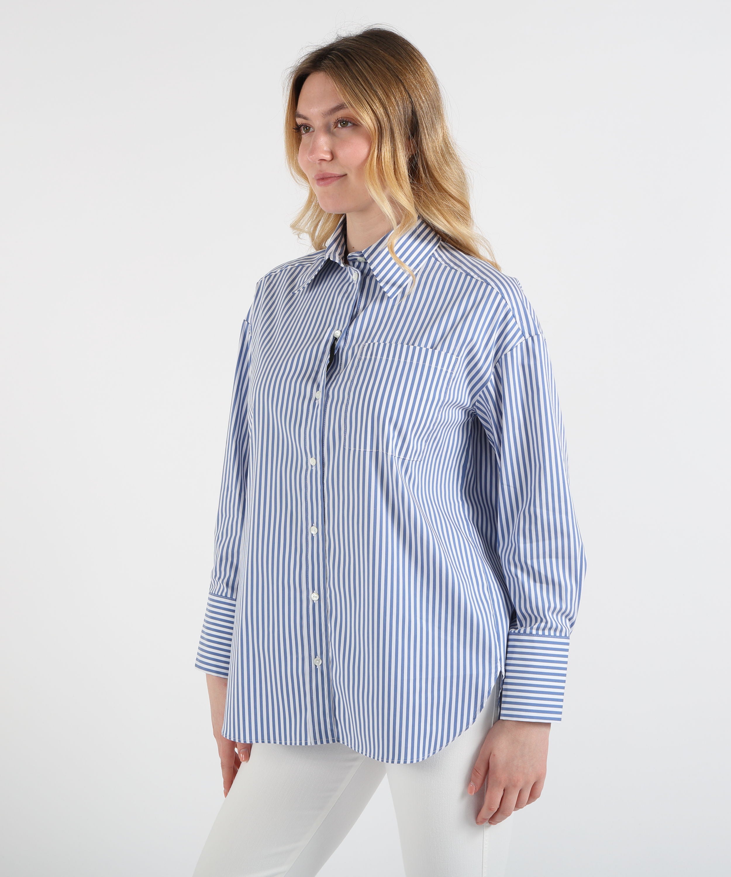 Camicie PENNYBLACK Camicia oversize in popline Rigata | PENNYBLACK