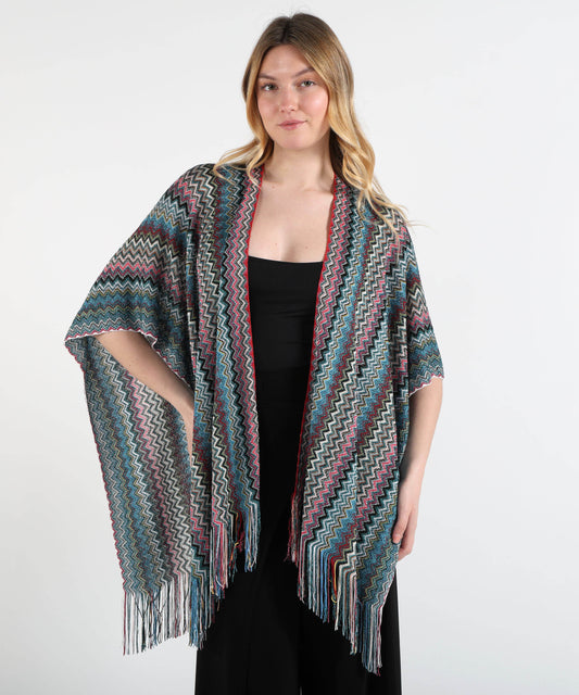 Ponchos MISSONI Printed Poncho with Fringes Multicolor | MISSONI