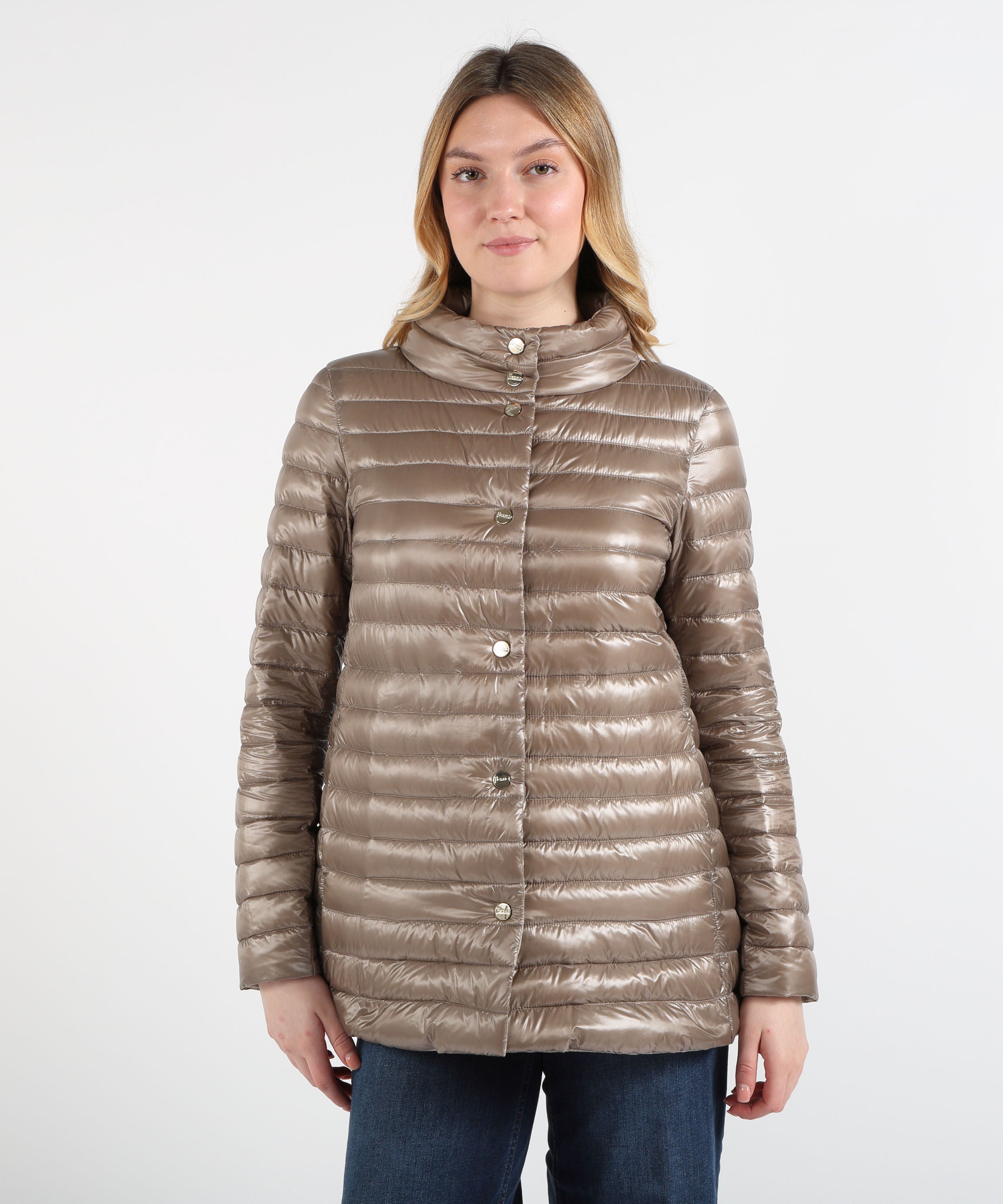 Piumini HERNO HERNO A SHAPE REVERSIBILE NYLON Tortora/chantilly | HERNO